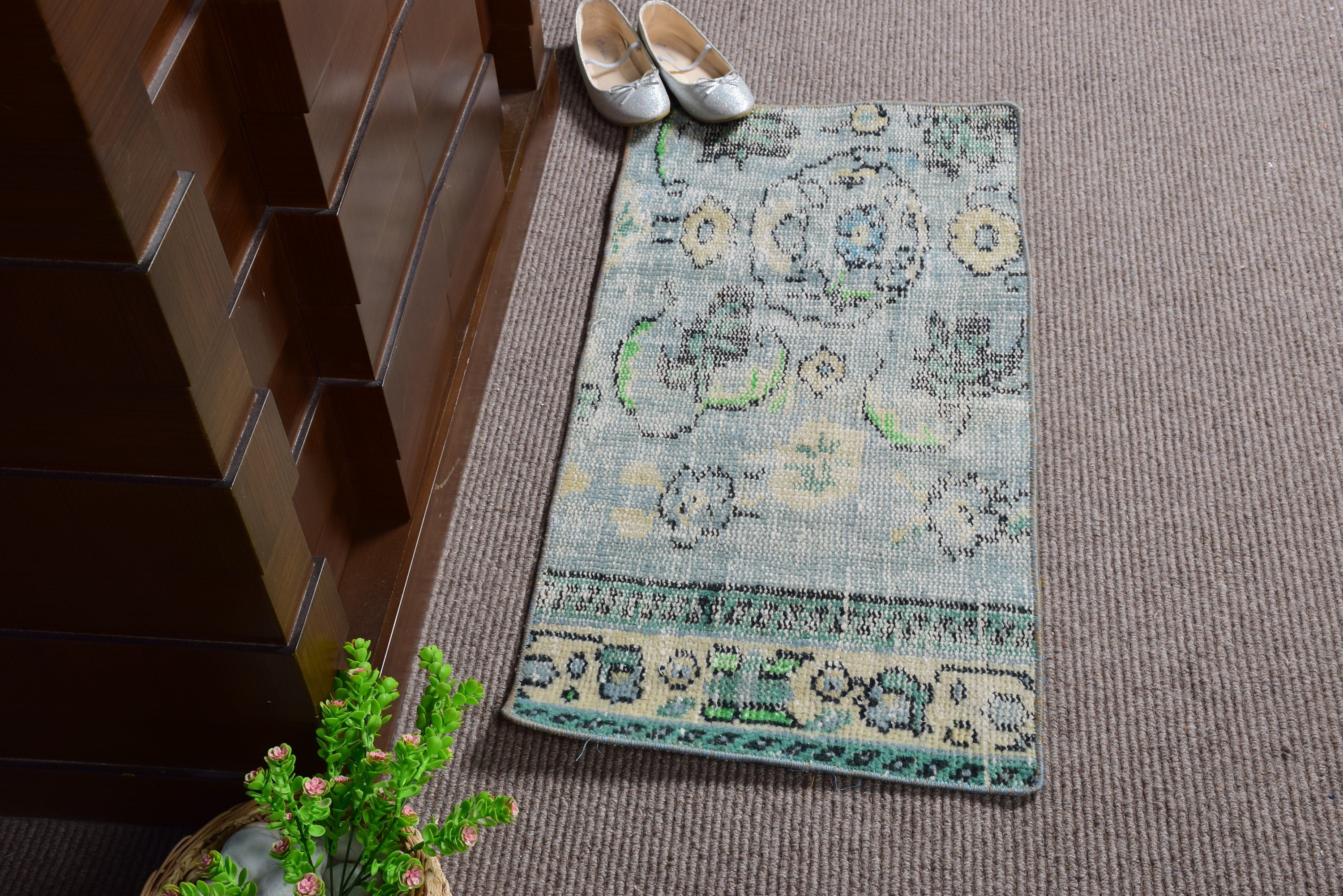 Nursery Rug, Rugs for Car Mat, Turkish Rugs, Green Floor Rugs, Moroccan Rugs, Vintage Rugs, Anatolian Rug, Car Mat Rug, 1.5x3 ft Small Rug