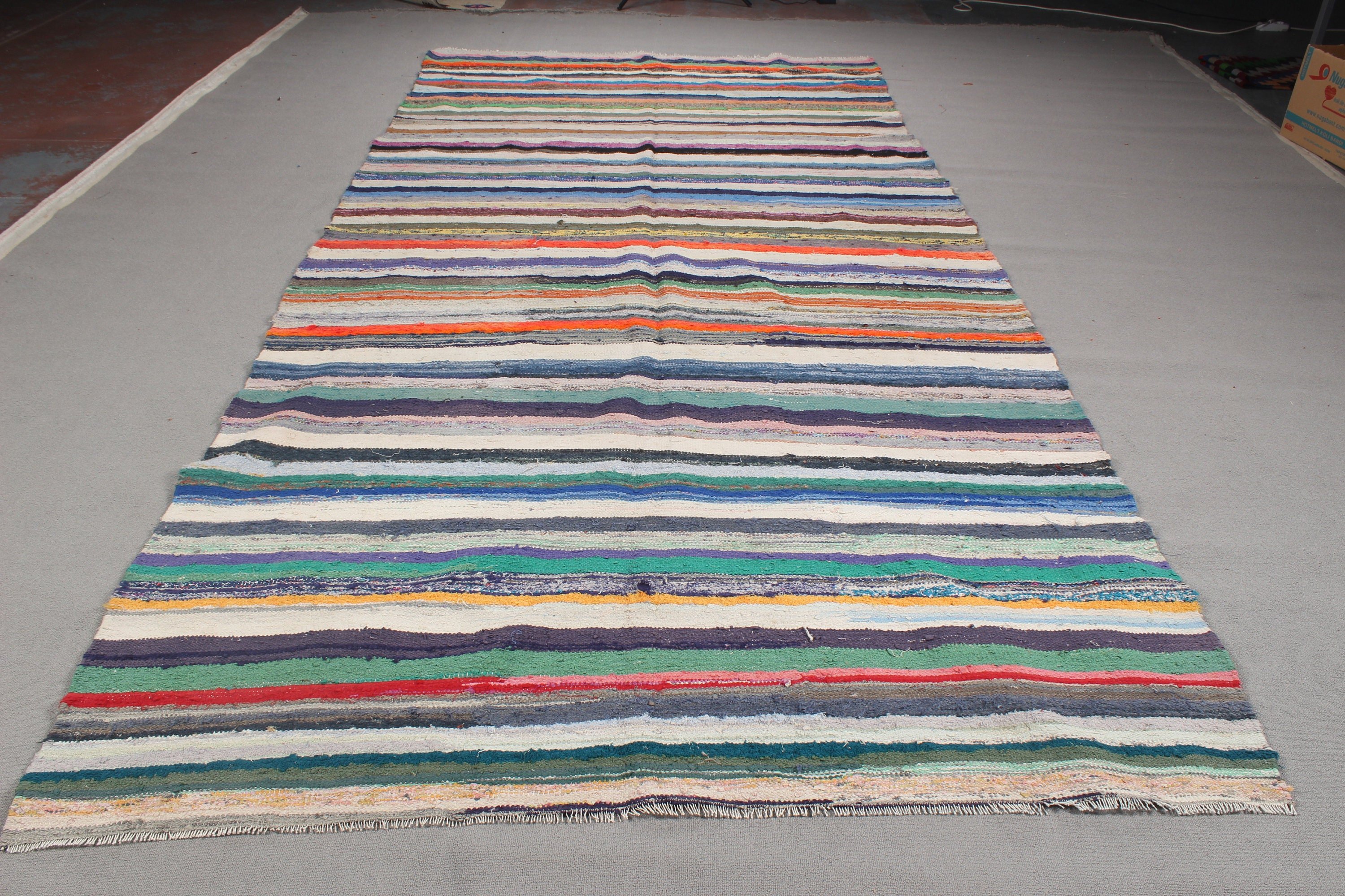 Salon Rug, Vintage Rug, Rainbow Cool Rugs, 6x12.9 ft Oversize Rug, Floor Rugs, Moroccan Rugs, Turkish Rugs, Kilim, Oversize Turkish Rugs