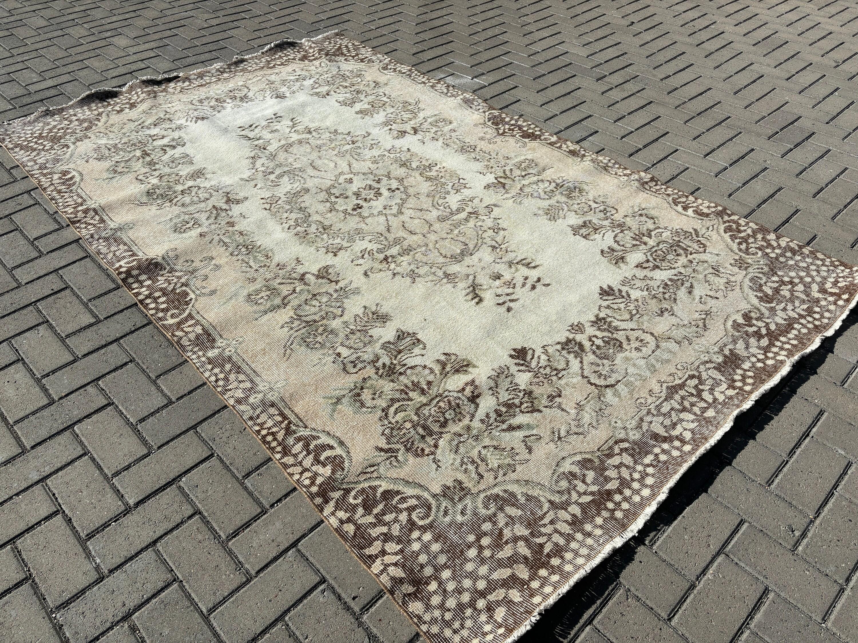 Türk Halıları, Yemek Odası Halıları, Nötr Halı, Vintage Halı, 5.6x9 ft Büyük Halılar, Geometrik Halılar, Büyük Boho Halı, Yer Halısı, Bej Antika Halı