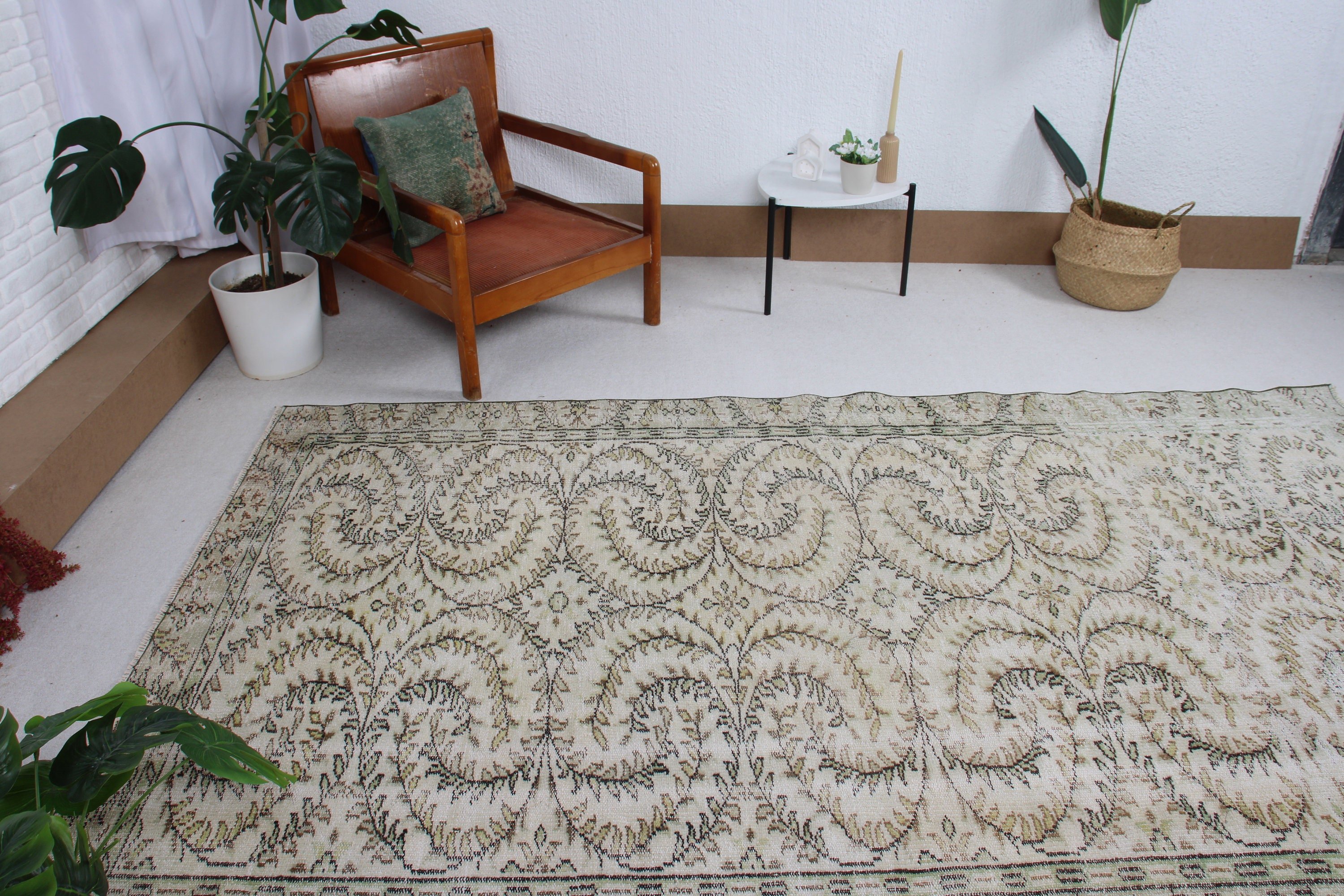 Yeşil Geometrik Halı, Geleneksel Halılar, Salon Halıları, Harika Halılar, 5,3x9,1 ft Büyük Halı, Vintage Halılar, Büyük Boho Halıları, Yer Halısı, Türk Halıları