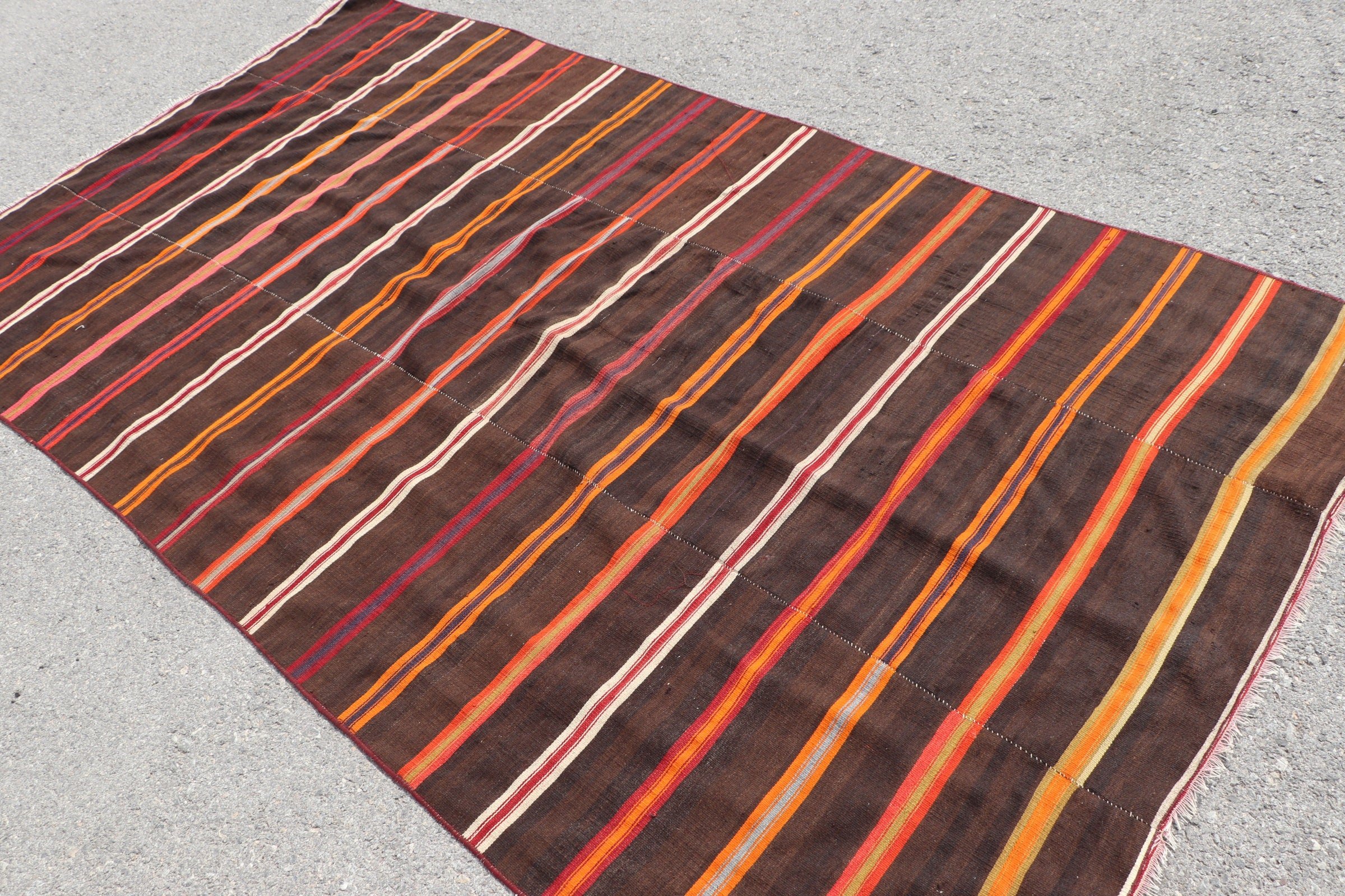 Kilim, 4.8x8.5 ft Büyük Halı, Mutfak Halısı, Vintage Halı, Türk Halıları, Turuncu Yün Halılar, Yatak Odası Halısı, Anadolu Halıları, Oturma Odası Halısı