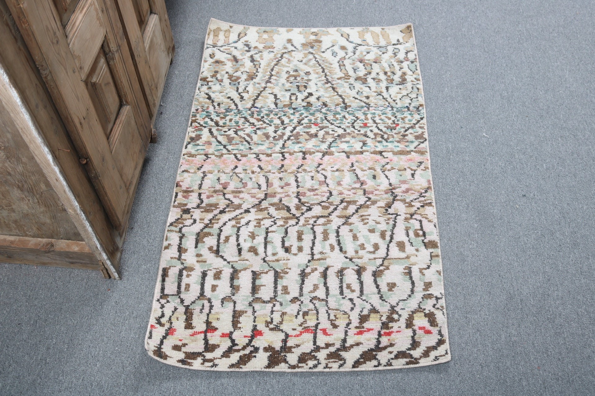 Bej El Dokuma Halılar, Ev Dekorasyonu Halısı, Duvara Asılı Halılar, 2.3x3.9 ft Küçük Halılar, Yatak Odası Halıları, Vintage Halı, Türk Halısı, Düz Dokuma Halı