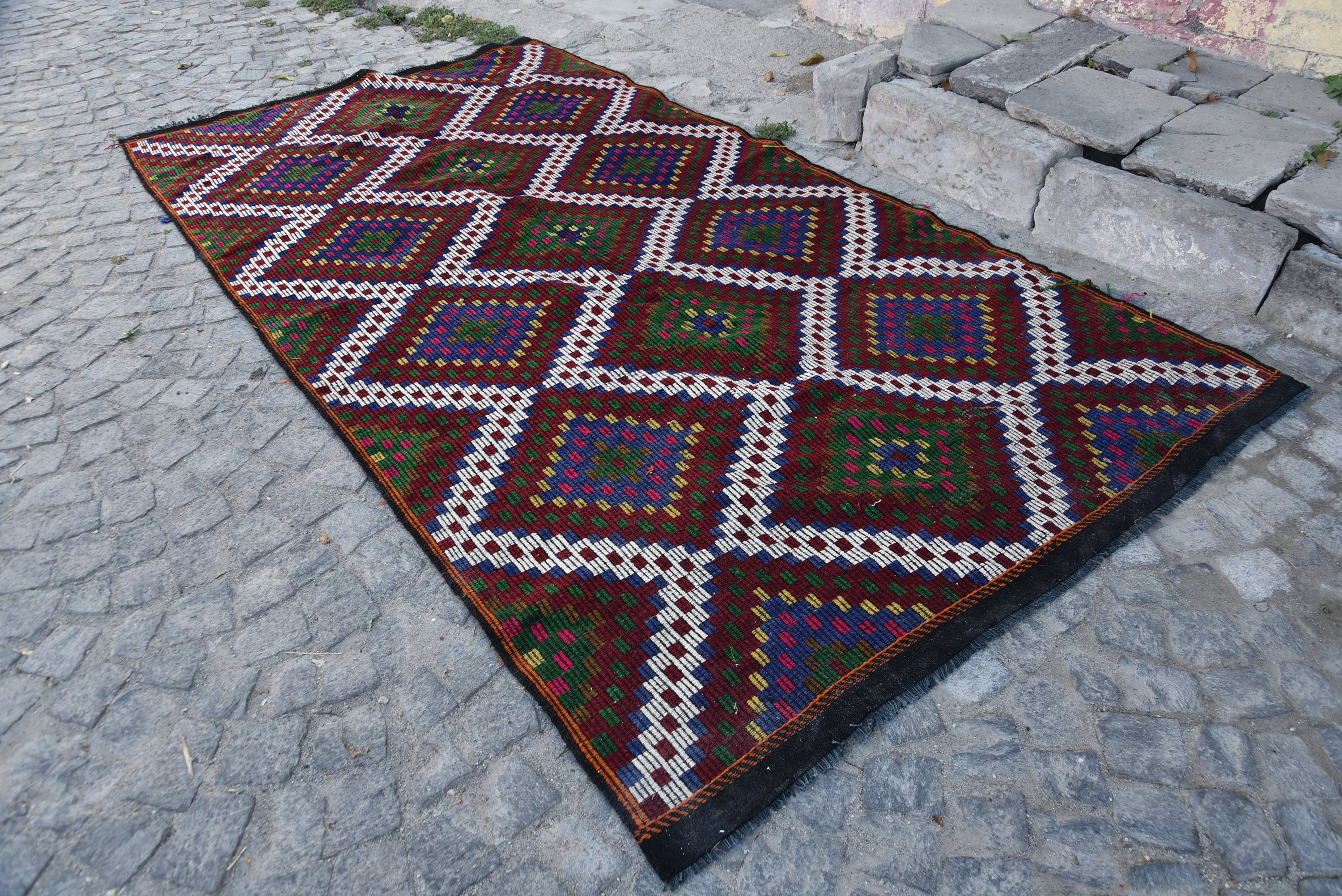 Yemek Odası Halıları, Yemek Odası Halısı, Kilim, 6.1x11.4 ft Büyük Halılar, Vintage Halılar, Türk Halıları, Yatak Odası Halısı, Fas Halısı, Salon Halıları