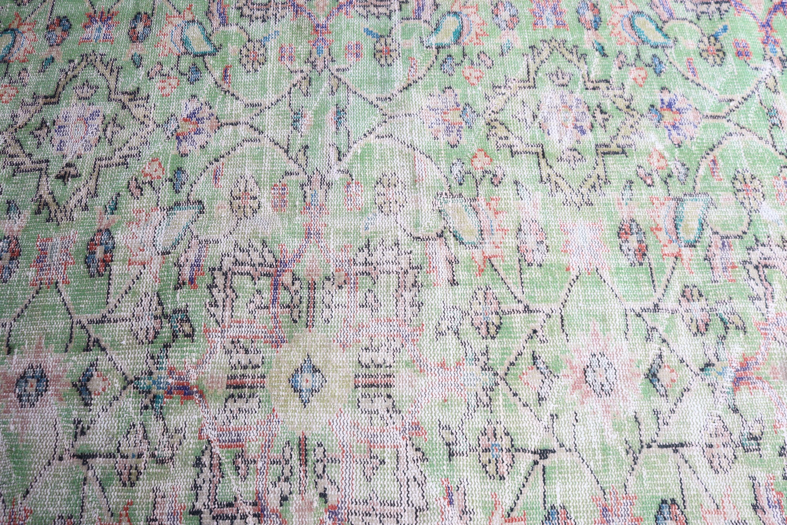 Rugs for Floor, Vintage Rugs, 3.9x9.3 ft Area Rugs, Green Neutral Rugs, Anatolian Rug, Oushak Area Rugs, Flatweave Rugs, Turkish Rug