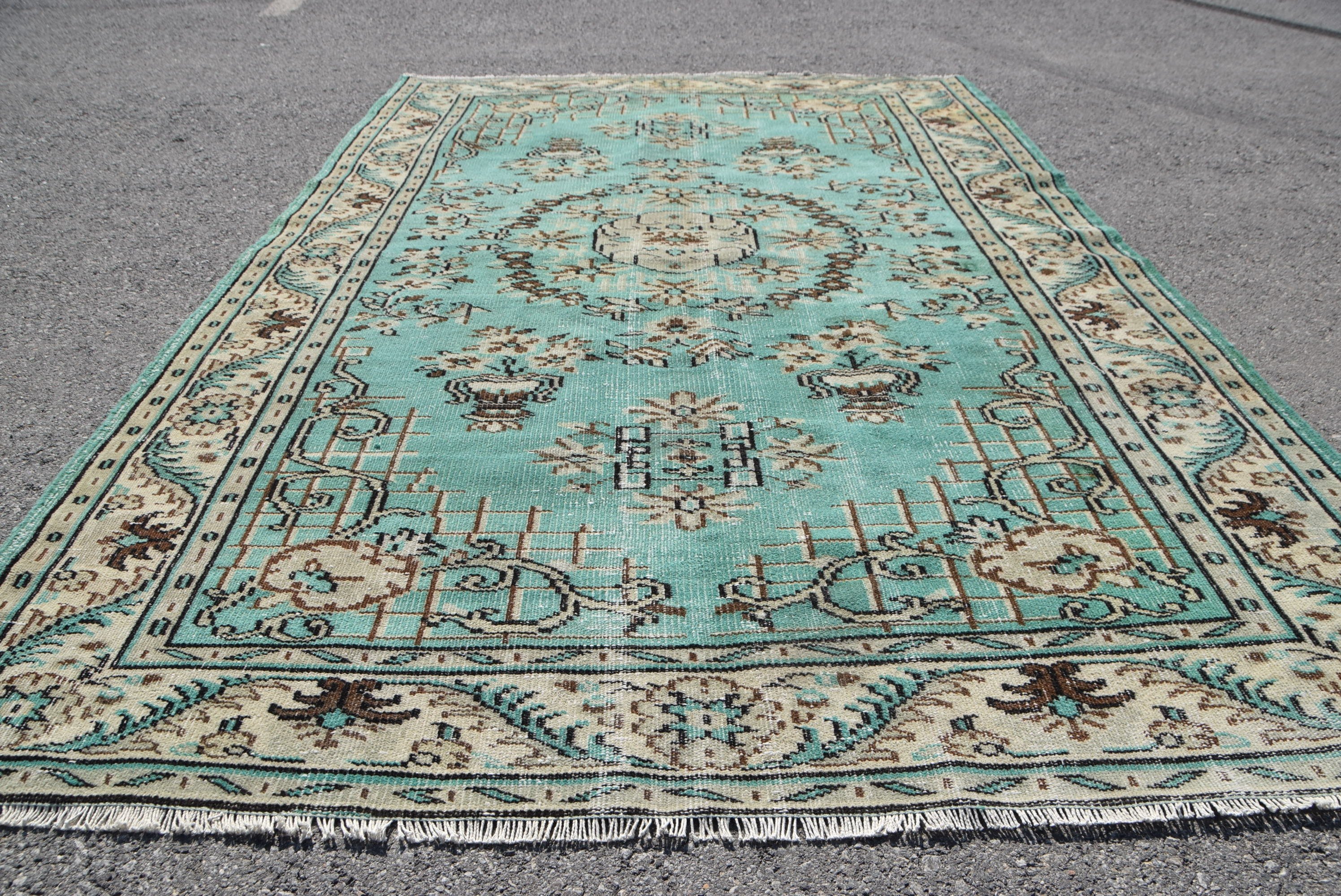 Yer Halısı, Yatak Odası Halısı, Yemek Odası Halıları, Vintage Halılar, 5.9x9 ft Büyük Halı, Antika Halı, Türk Halısı, Yeşil Fas Halısı, Salon Halısı