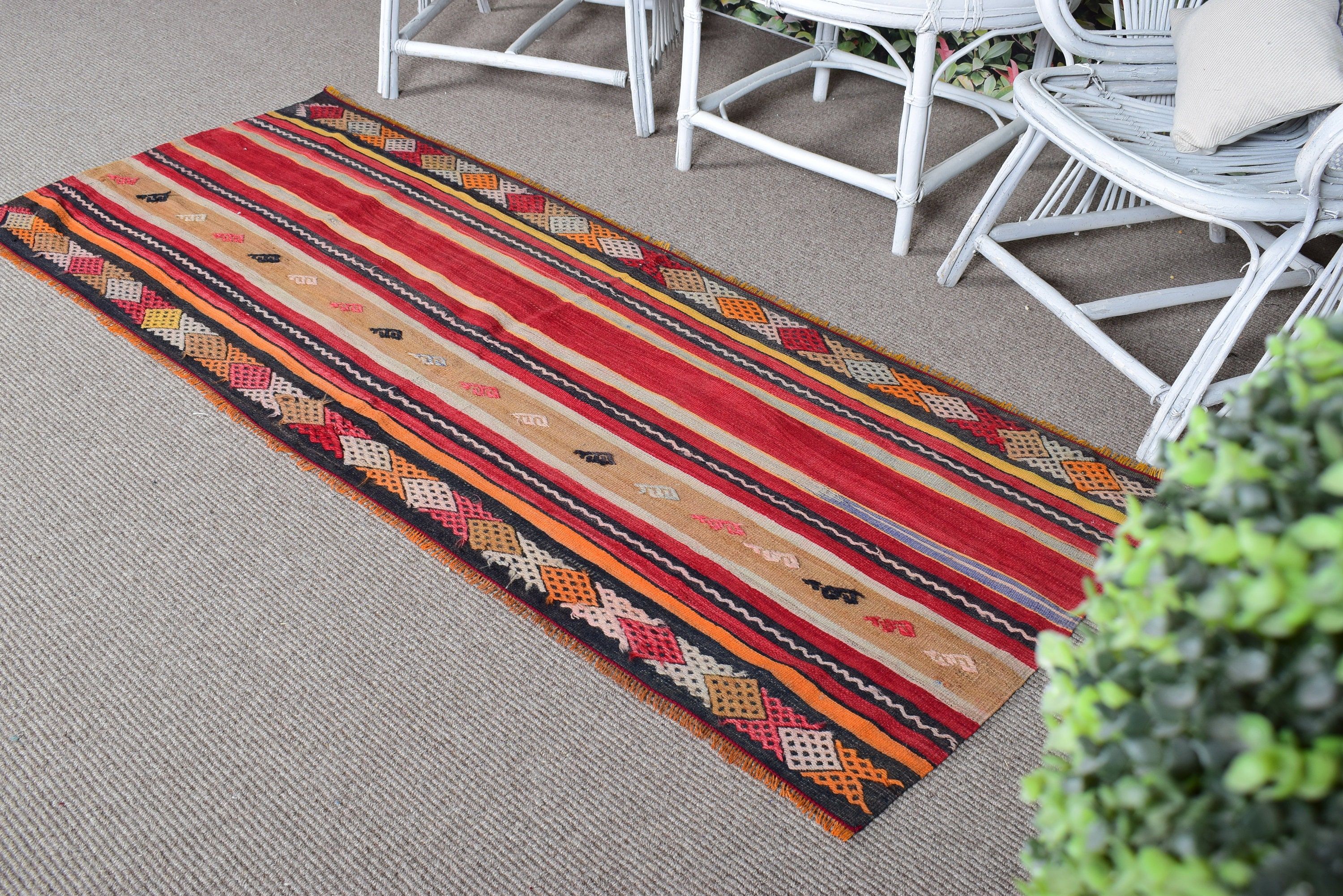 Antique Rugs, Red Antique Rug, Vintage Rugs, 2.5x6.1 ft Accent Rugs, Turkish Rug, Boho Rugs, Bedroom Rugs, Nursery Rugs, Aztec Rug, Kilim