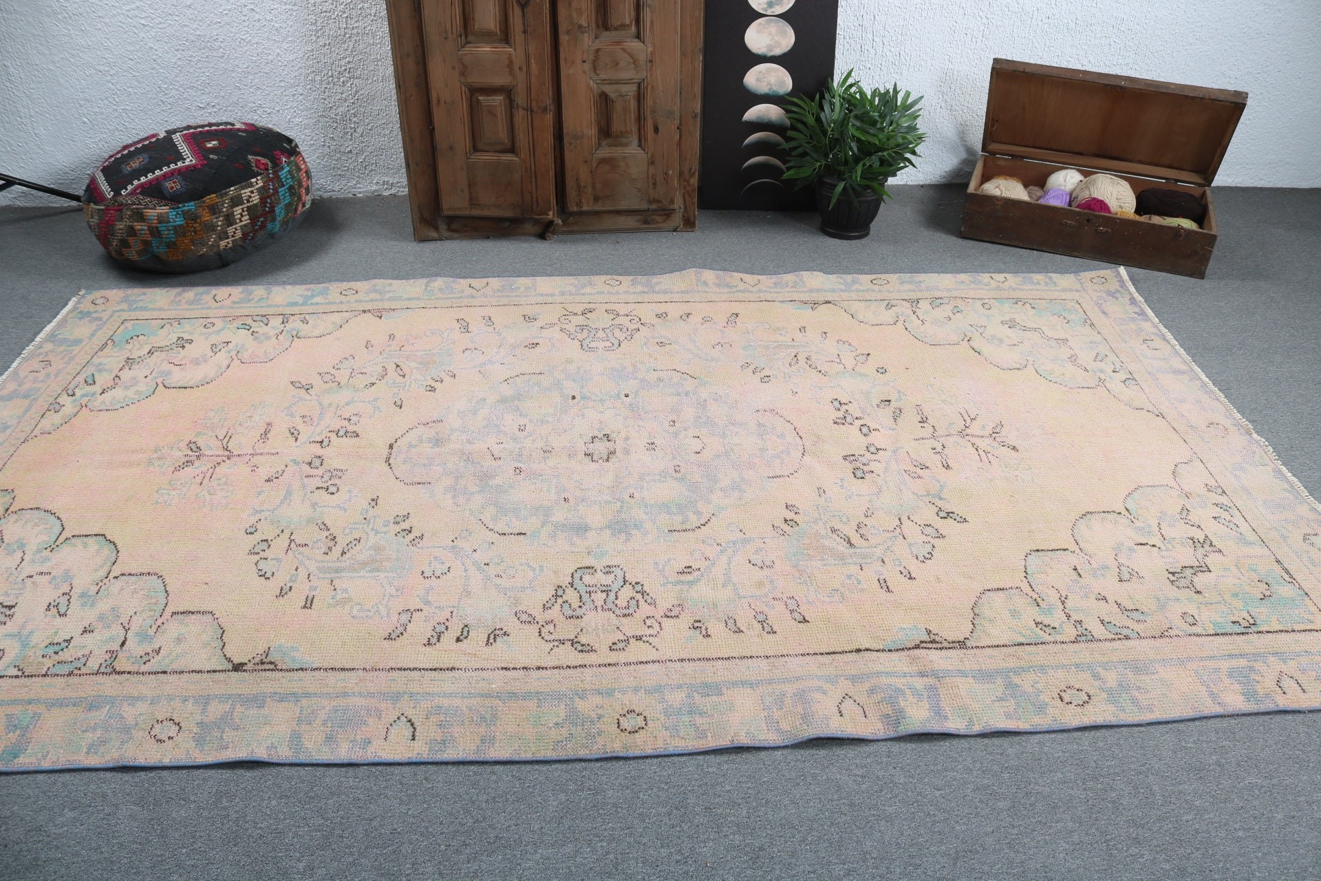 Yatak Odası Halıları, Yemek Odası Halısı, Vintage Halılar, 5.6x9.7 ft Büyük Halılar, Türk Halısı, Salon Halıları, Turuncu El Dokuma Halılar, El Dokuma Halılar