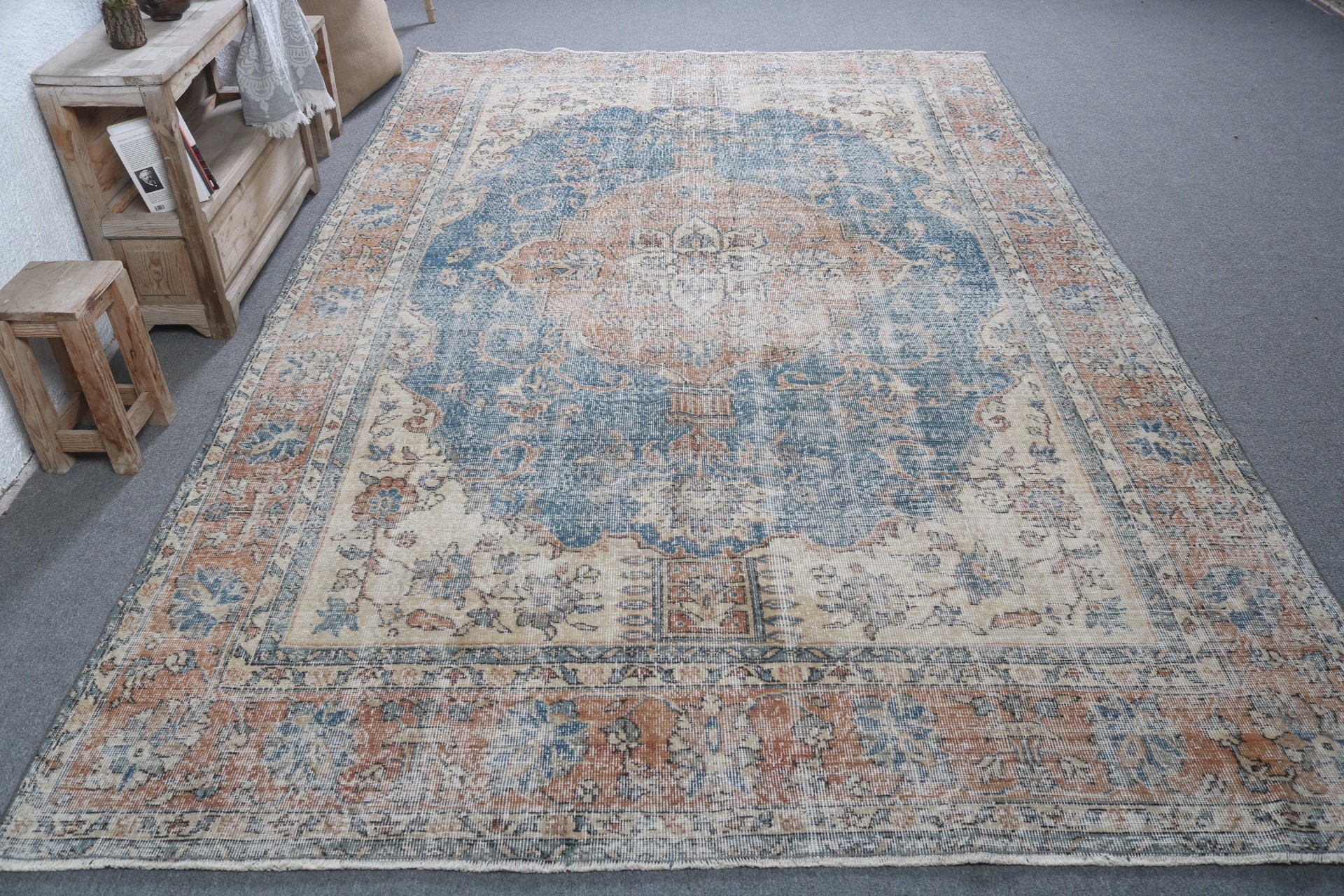 Living Room Rug, Vintage Rug, Turkish Rugs, Dorm Rug, Rugs for Saloon, Floor Rugs, Oriental Rug, 6.9x10.6 ft Oversize Rug, Dining Room Rug