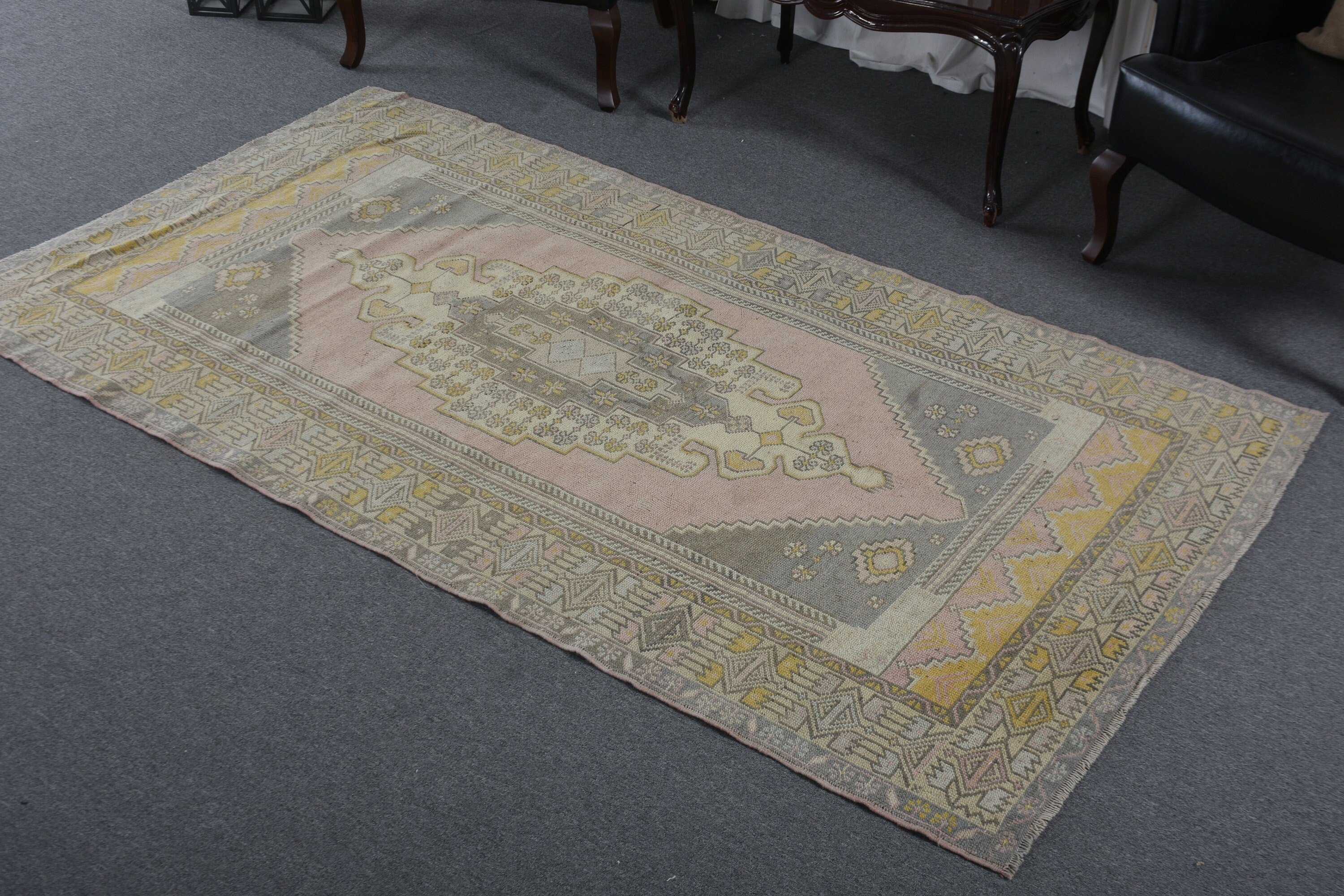 İç Mekan Halıları, Kahverengi Soğuk Halılar, Türk Halıları, Anadolu Halıları, Yatak Odası Halısı, 4,2x7,8 ft Alan Halıları, Vintage Halı, Sessiz Halılar