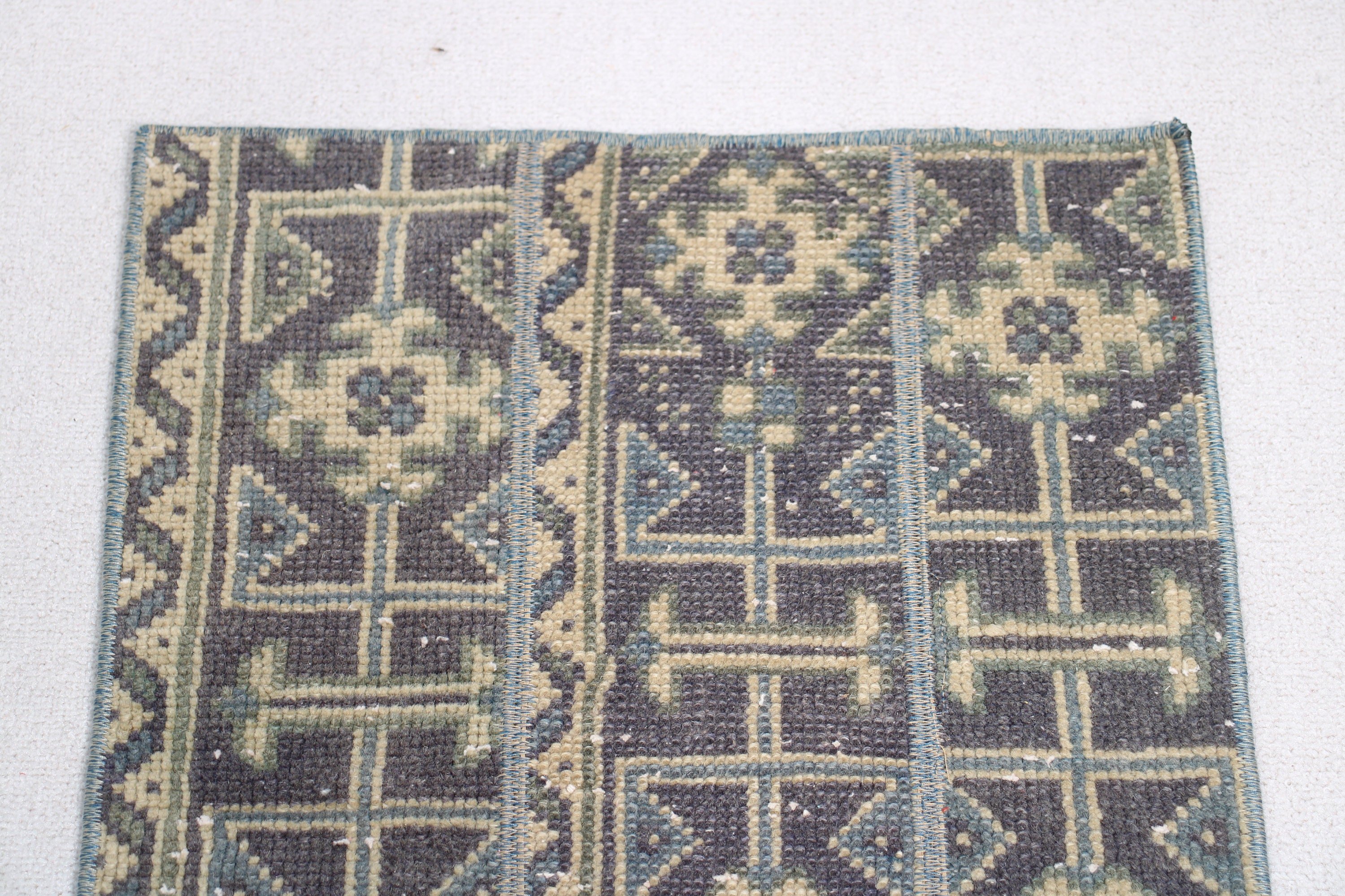 Vintage Rug, Rugs for Kitchen, 1.6x2.3 ft Small Rug, Bathroom Rug, Blue Anatolian Rug, Car Mat Rug, Wool Rugs, Turkish Rug, Geometric Rugs