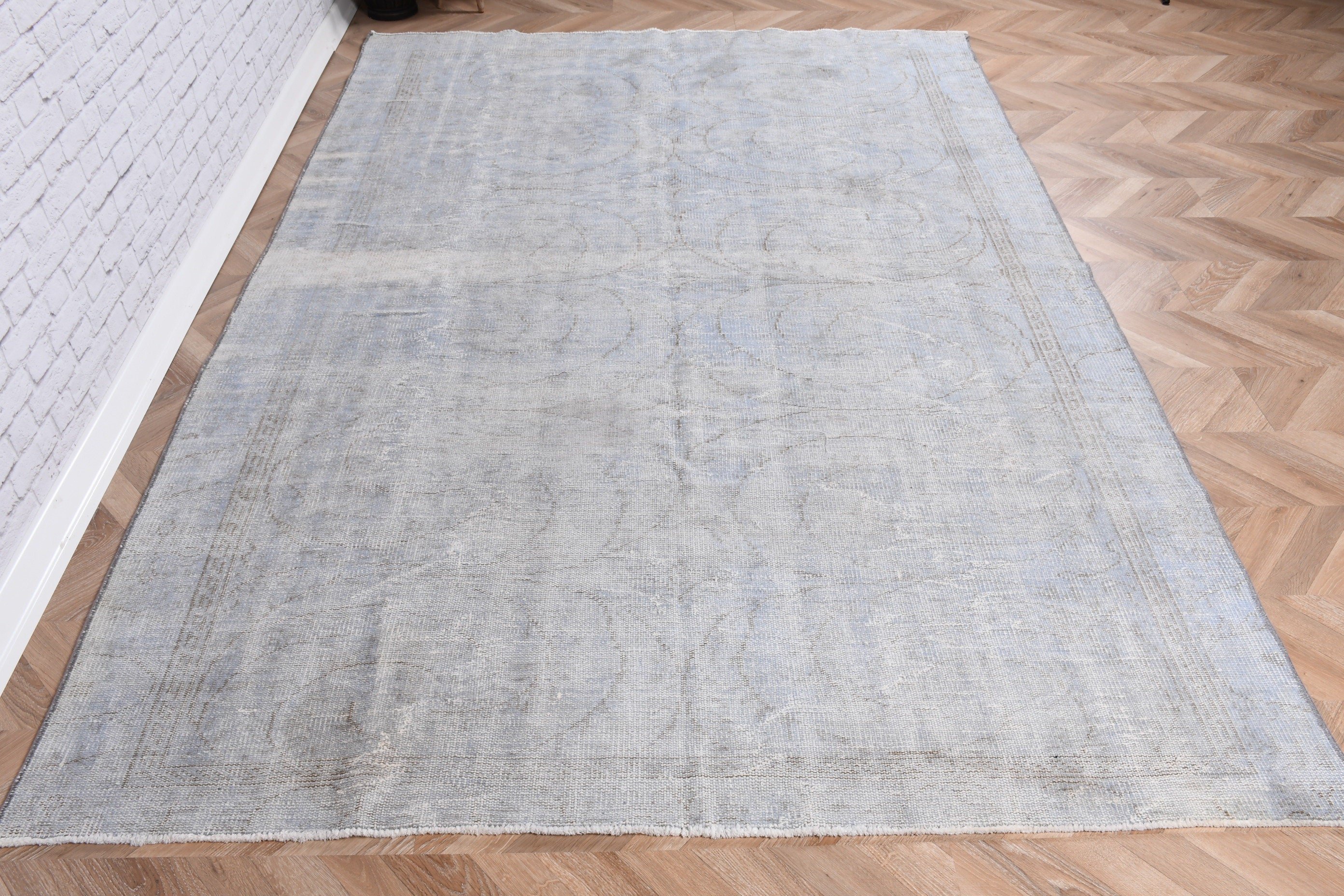 Large Vintage Rug, Boho Rug, Vintage Rugs, Neutral Rugs, Aztec Rug, Blue Geometric Rug, Salon Rug, 5.6x8.7 ft Large Rugs, Turkish Rug