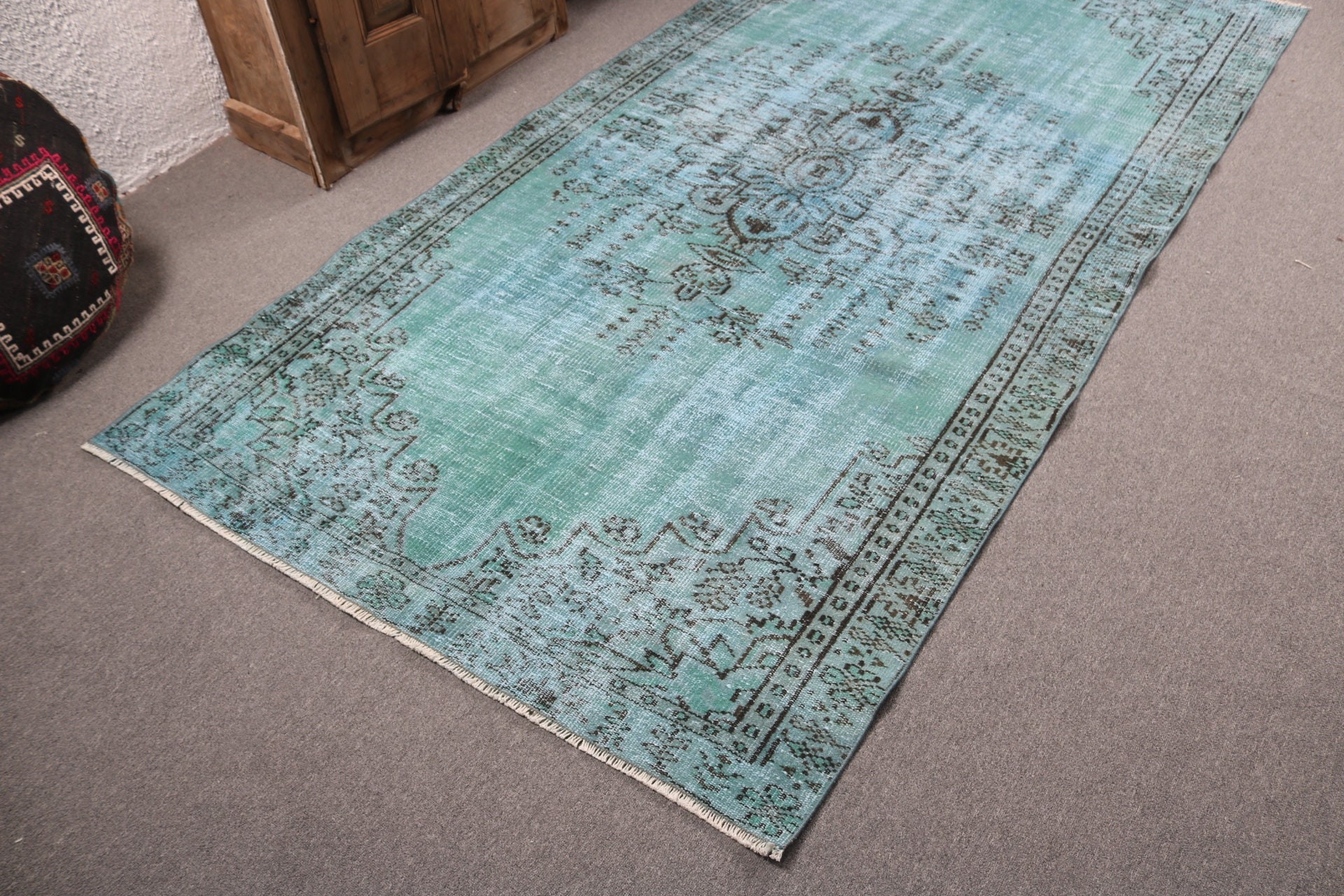 Green Cool Rugs, Vintage Rug, Living Room Rugs, Modern Rugs, Turkish Rugs, 4.5x9 ft Large Rugs, Rugs for Bedroom, Moroccan Rugs, Salon Rug