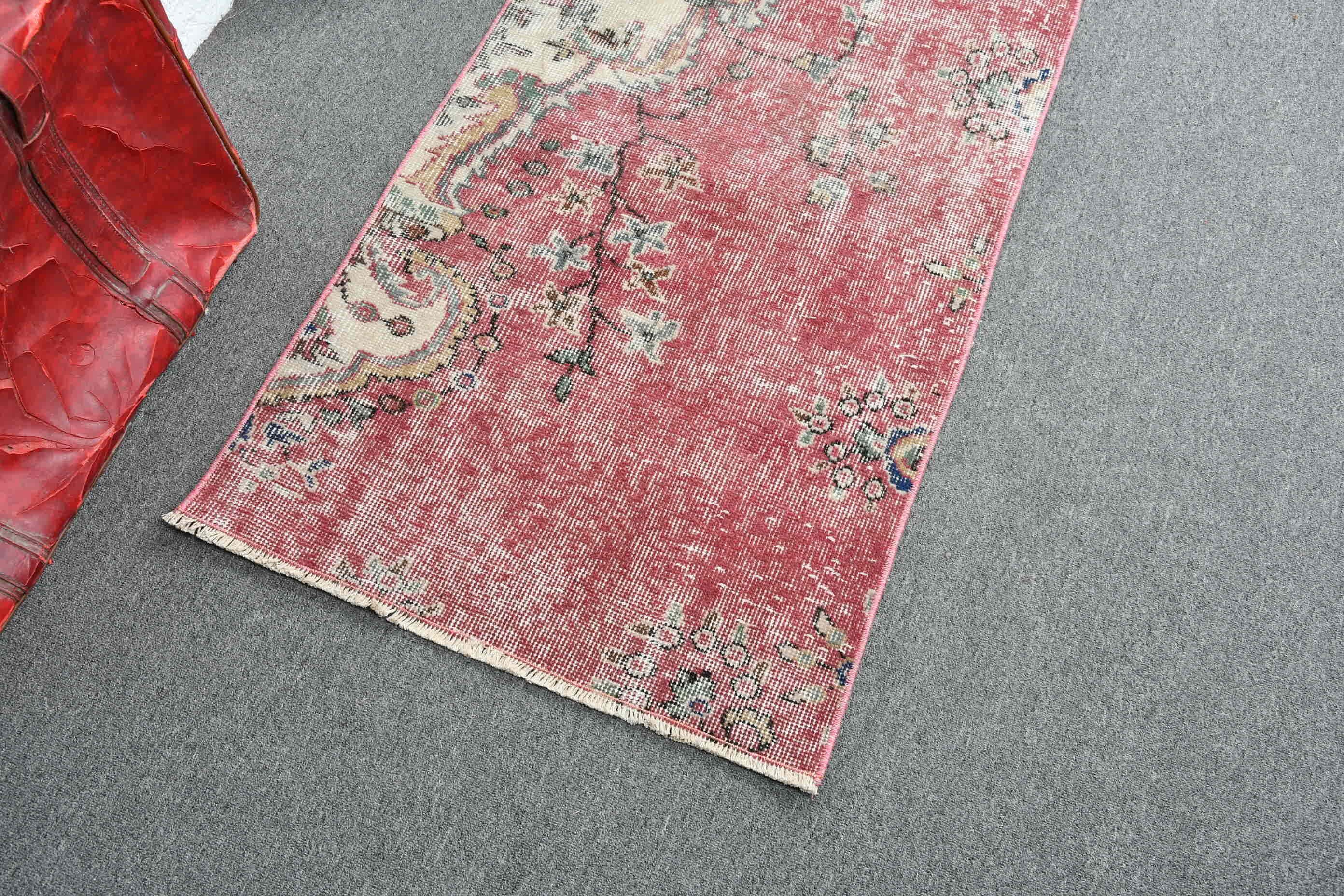 Pink Floor Rugs, Vintage Rug, 2.2x4.4 ft Small Rugs, Kitchen Rugs, Entry Rug, Rugs for Bathroom, Anatolian Rug, Nursery Rug, Turkish Rugs