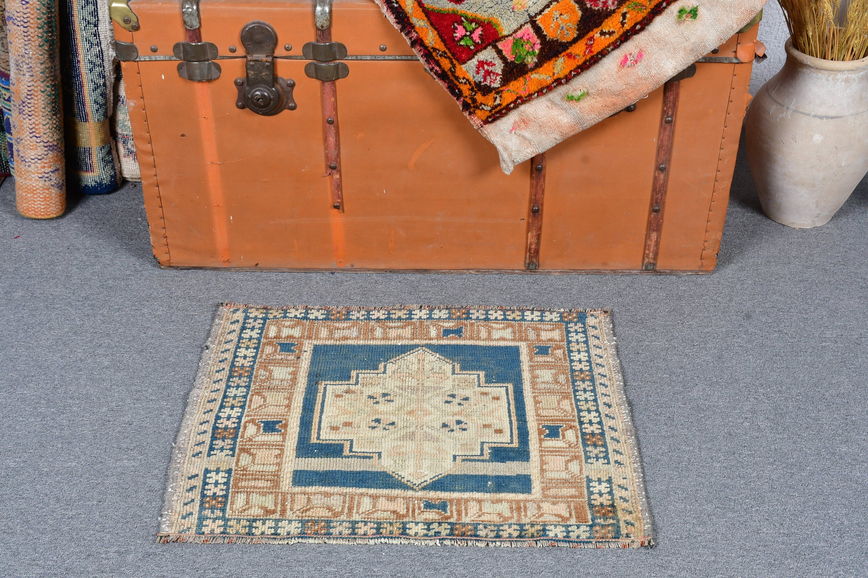 Rugs for Car Mat, Vintage Rug, Turkish Rug, Antique Rugs, Cool Rug, Brown Moroccan Rug, 1.7x2.2 ft Small Rugs, Bedroom Rug, Kitchen Rug