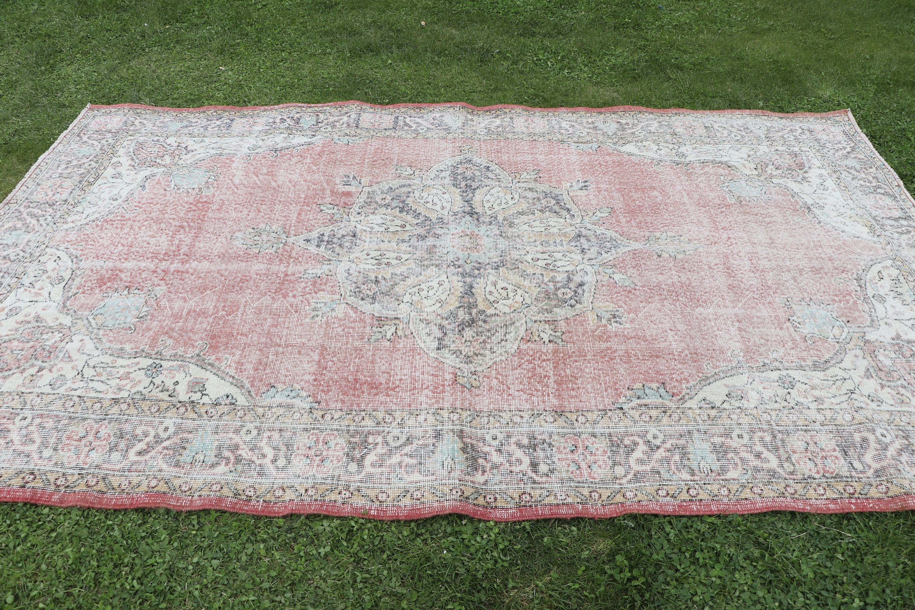 Türk Halısı, Ofis Halısı, 6x9.7 ft Büyük Halı, Vintage Halılar, El Dokuma Halı, Büyük Boho Halısı, Yatak Odası Halıları, Kırmızı Oryantal Halılar, Boho Halıları