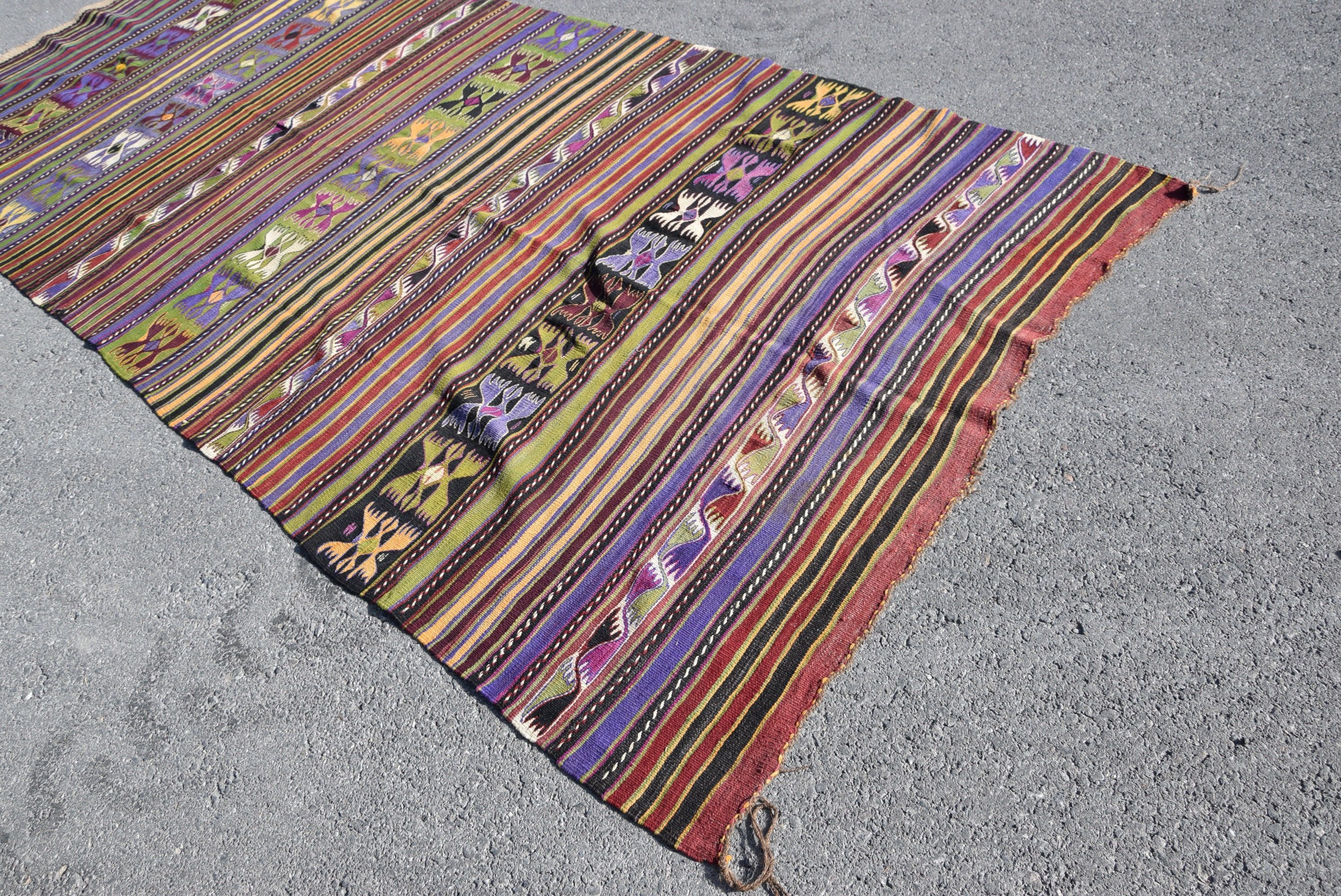 Dining Room Rug, Salon Rugs, Vintage Rugs, Bedroom Rug, Turkish Rugs, Kilim, 5.1x12.1 ft Large Rug, Oushak Rugs, Purple Moroccan Rug