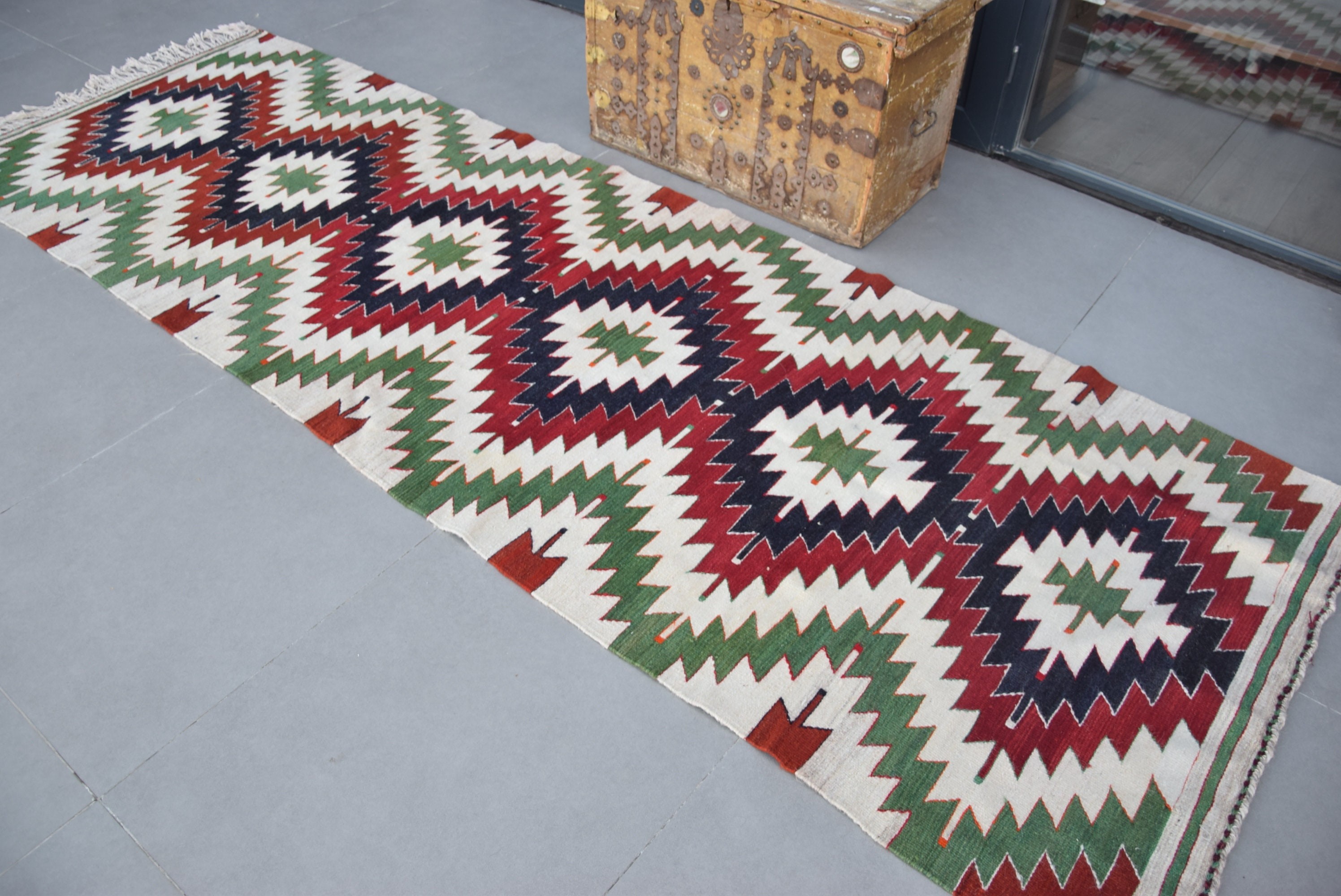 Vintage Rugs, 3.4x10.3 ft Runner Rugs, Red Wool Rugs, Hallway Rug, Kilim, Boho Rug, Turkish Rugs, Rugs for Hallway, Anatolian Rug, Cool Rug