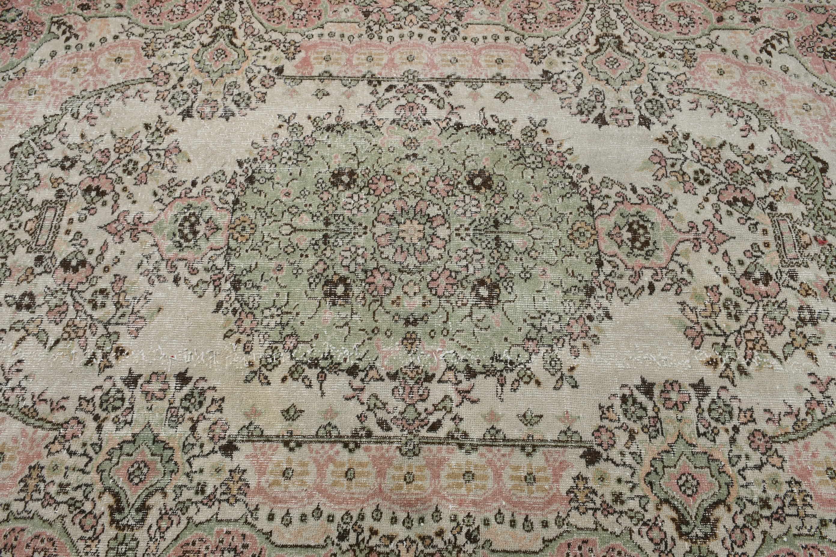 Green Home Decor Rug, Vintage Rug, Bedroom Rugs, Cool Rugs, 5.2x9.3 ft Large Rugs, Oriental Rug, Turkish Rug, Dorm Rug, Living Room Rugs