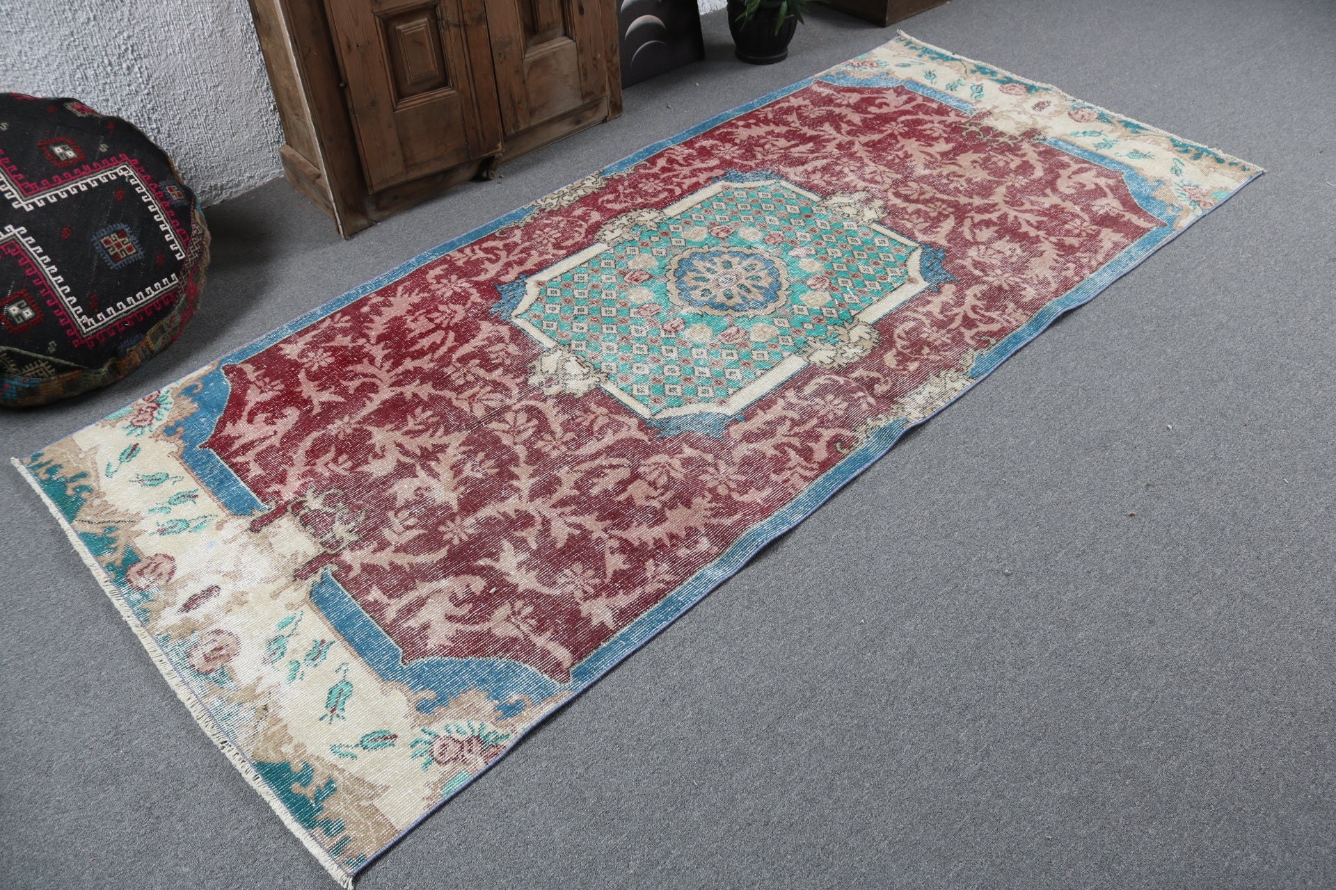 Vintage Area Rugs, 3.8x8.6 ft Area Rugs, Nursery Rug, Turkish Rug, Anatolian Rugs, Red Wool Rugs, Neutral Rugs, Office Rugs, Vintage Rugs