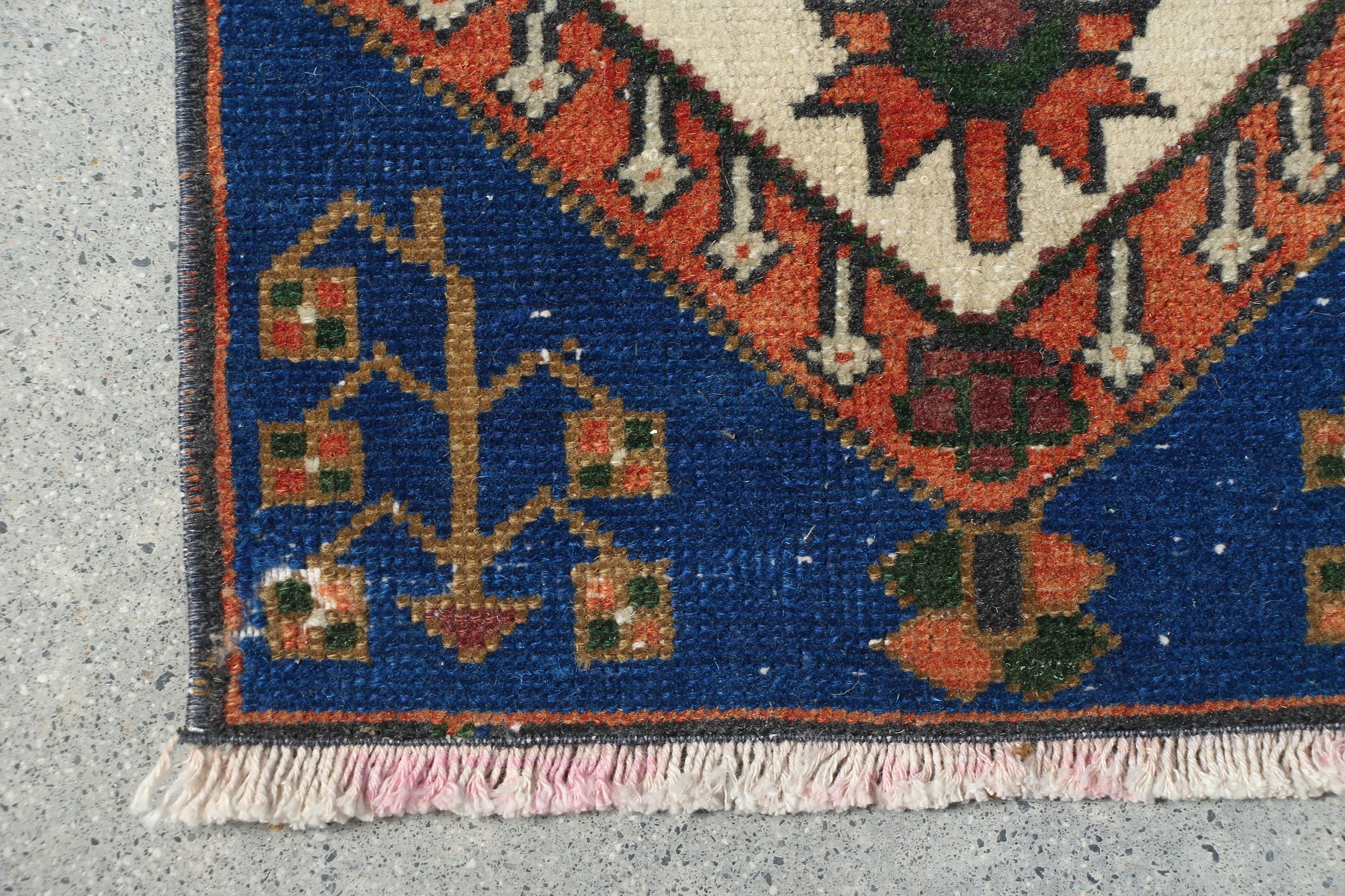 Turkish Rugs, Wool Rug, Door Mat Rugs, Rugs for Wall Hanging, Antique Rug, 1.2x2.8 ft Small Rug, Blue Cool Rugs, Vintage Rug, Bath Rug