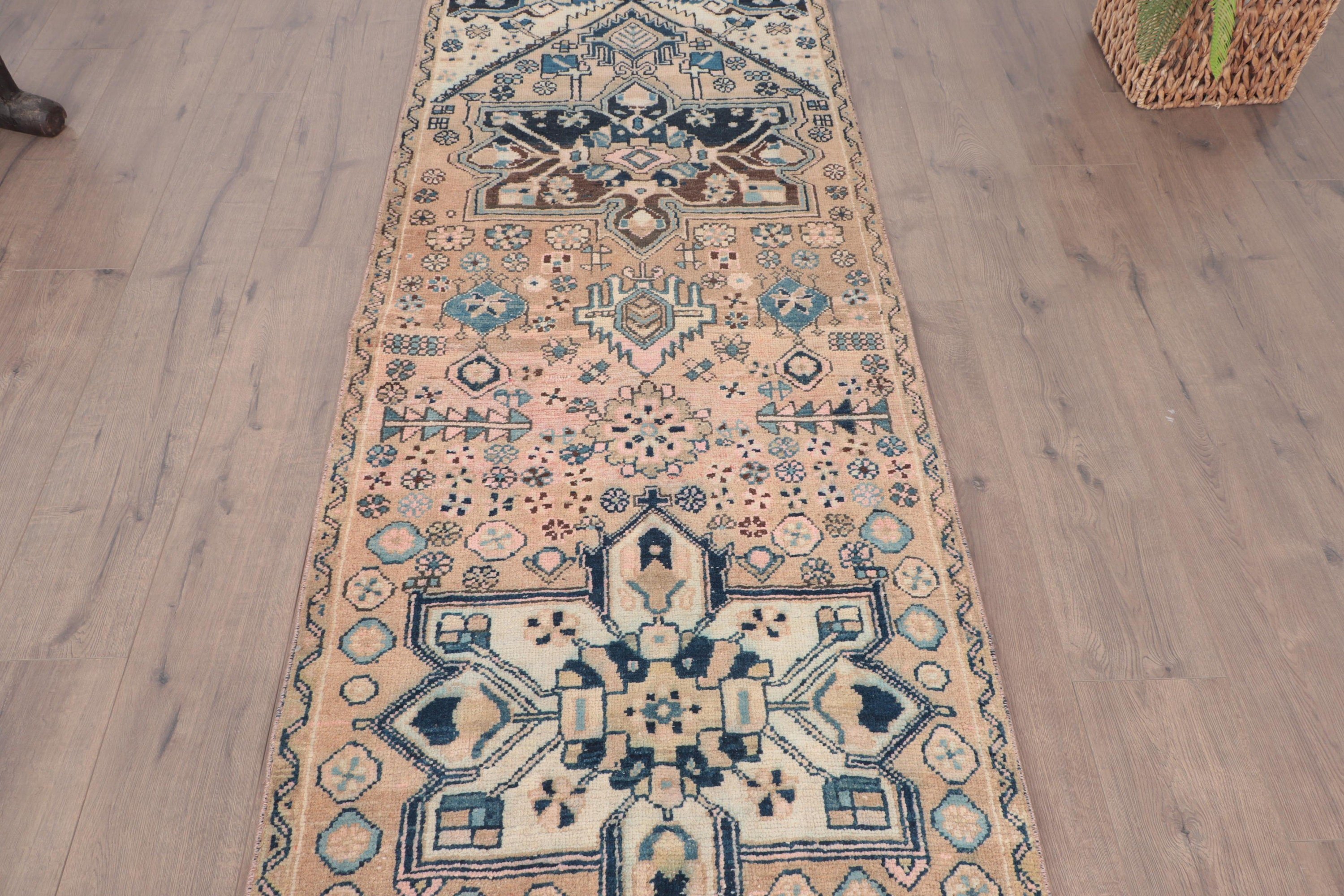 2.8x10.9 ft Runner Halıları, Antika Halılar, Merdiven Halısı, Türk Halıları, Siyah Yer Halısı, Vintage Halı, Geleneksel Halı, Koridor Halısı