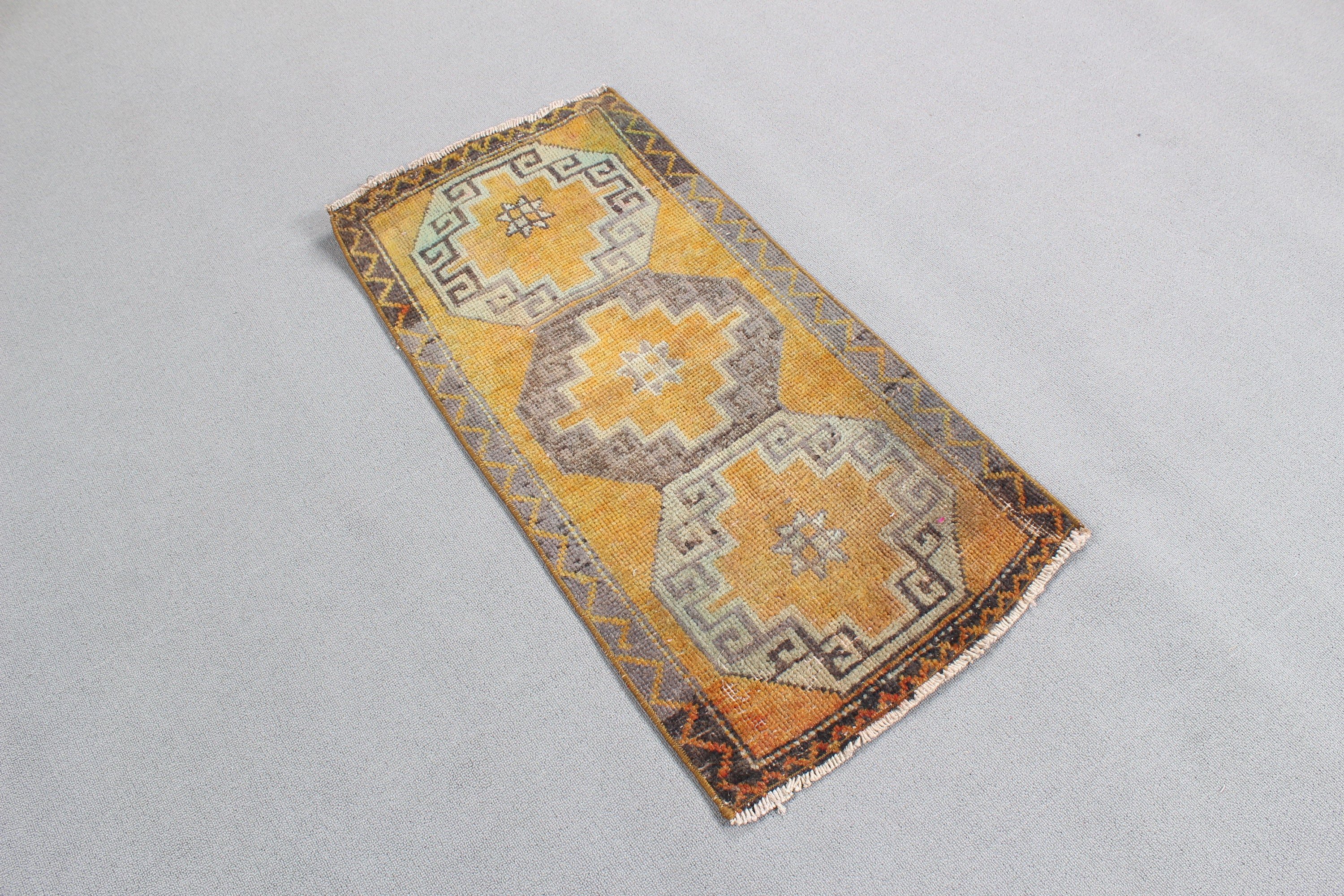 Wall Hanging Rugs, 1.5x3.1 ft Small Rug, Small Vintage Rug, Floor Rugs, Turkish Rugs, Anatolian Rug, Bronze Wool Rug, Vintage Rugs