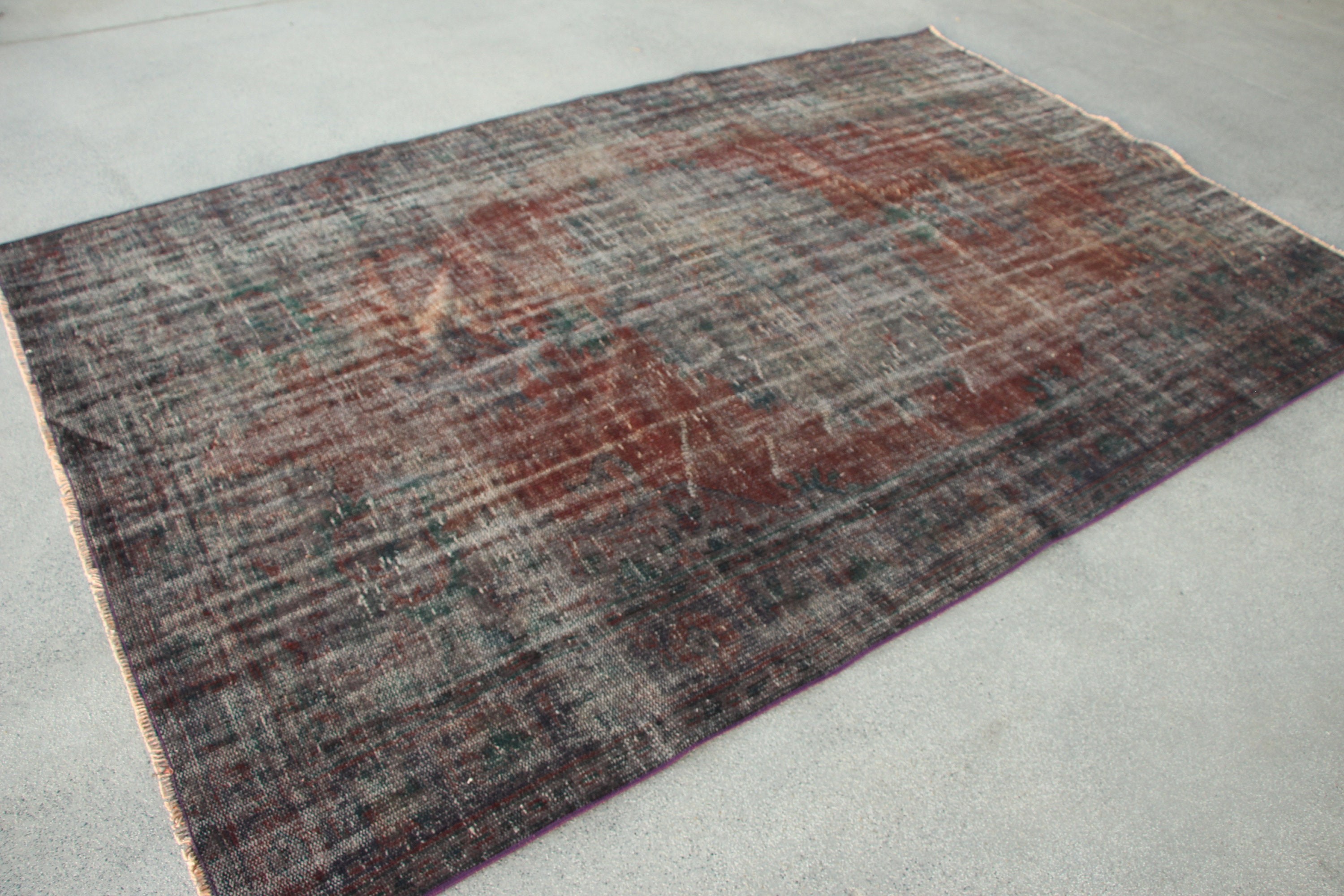 Floor Rug, Wool Rug, Home Decor Rug, Salon Rugs, Turkish Rug, 5.9x9.1 ft Large Rug, Vintage Rugs, Purple Home Decor Rugs, Dining Room Rug