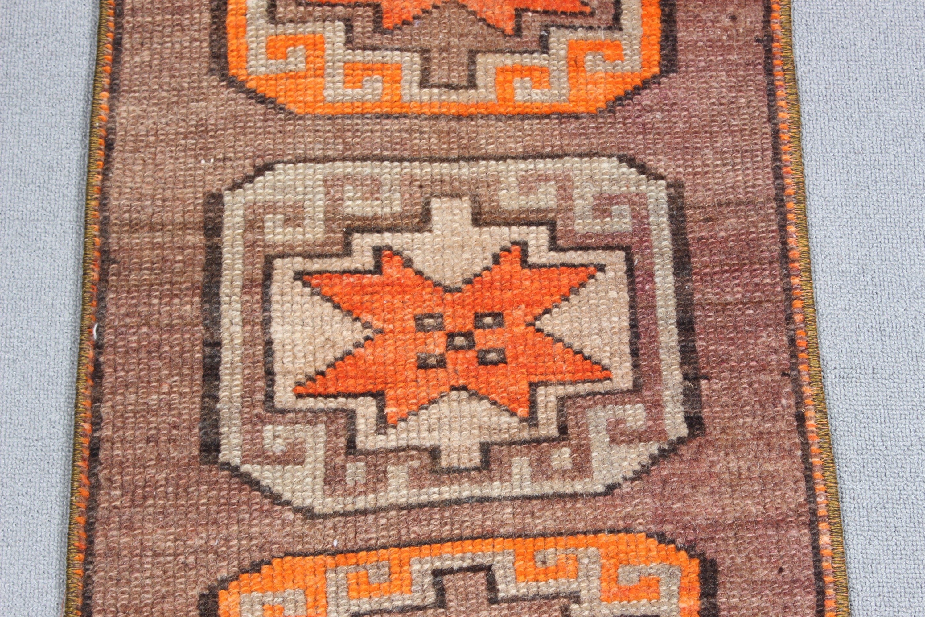 Wool Rug, Turkish Rugs, Vintage Rug, Moroccan Rugs, 1.3x2.4 ft Small Rugs, Aztec Rugs, Brown Home Decor Rug, Bathroom Rug, Kitchen Rug