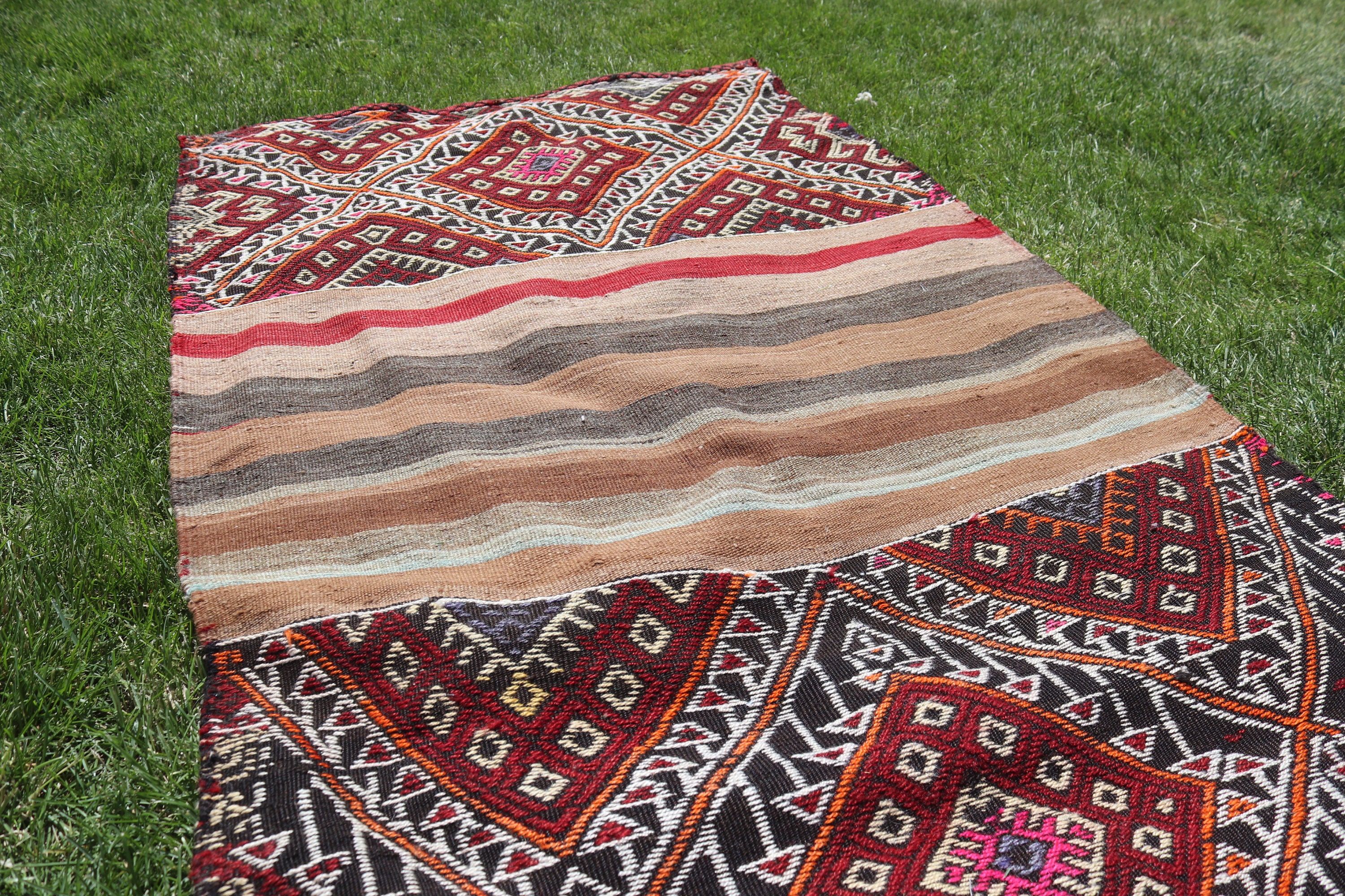 Yer Halıları, 2,9x5,2 ft Vurgulu Halı, Kırmızı Yer Halıları, Geometrik Halı, Türk Halıları, Boho Accent Halı, Vintage Halı, Kilim, Accent için Halılar