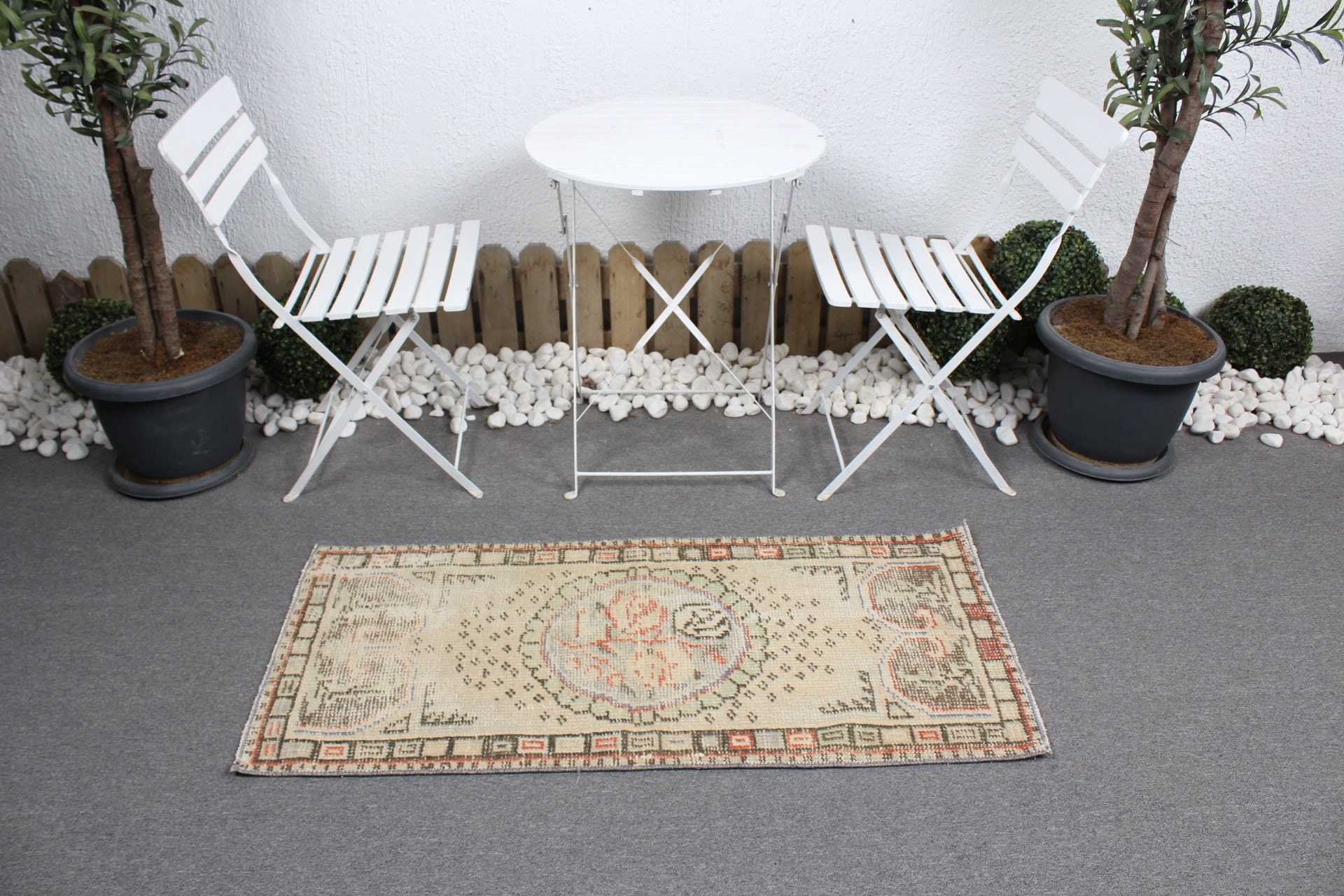 Vintage Rugs, Rugs for Car Mat, Turkish Rugs, Entry Rugs, Moroccan Rug, Bath Rug, Beige  2x4.4 ft Small Rug, Oushak Rugs