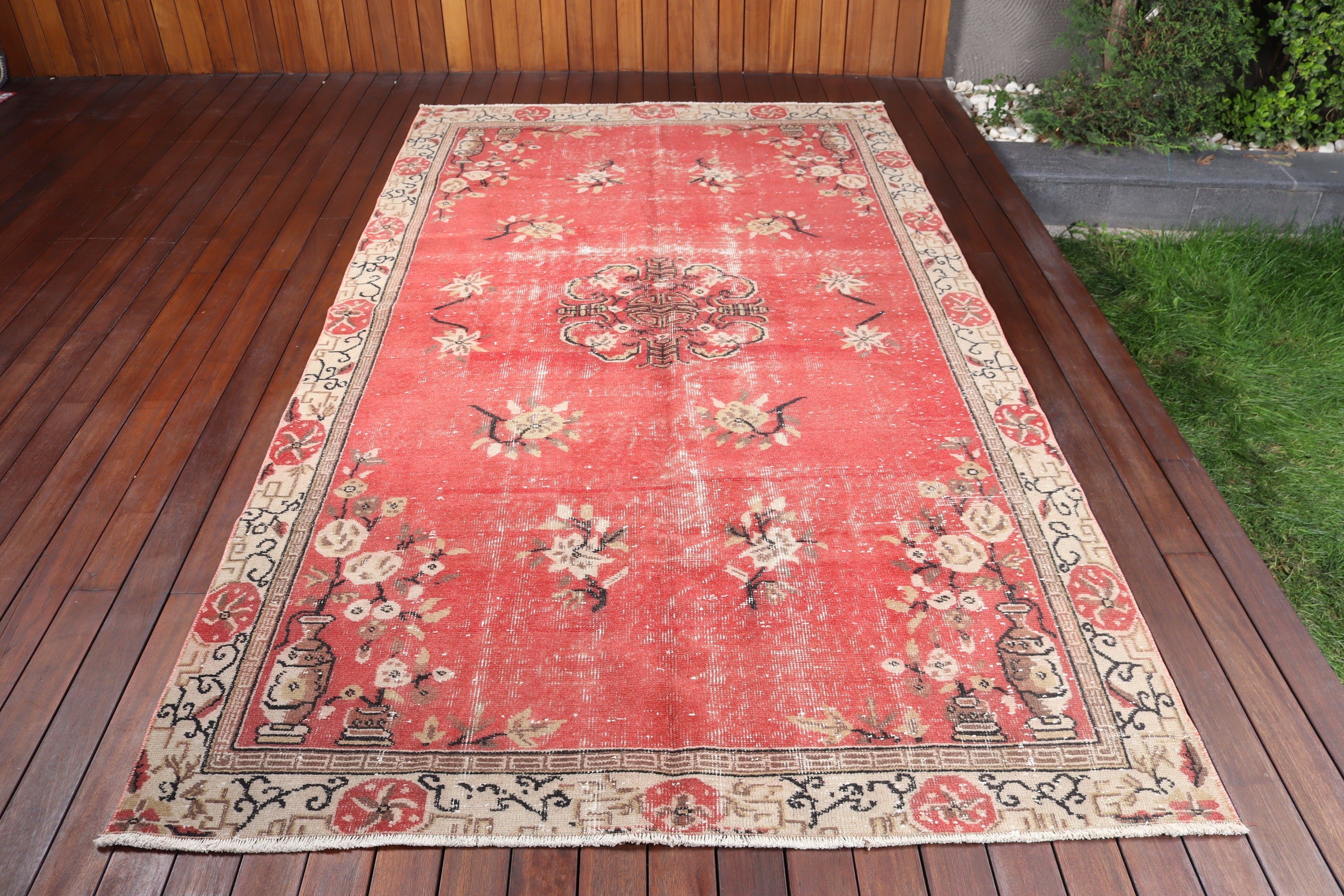 Home Decor Rug, Rugs for Bedroom, Luxury Rug, Vintage Rug, 5.3x9.5 ft Large Rug, Pink Floor Rug, Turkish Rugs, Salon Rug, Large Oushak Rug