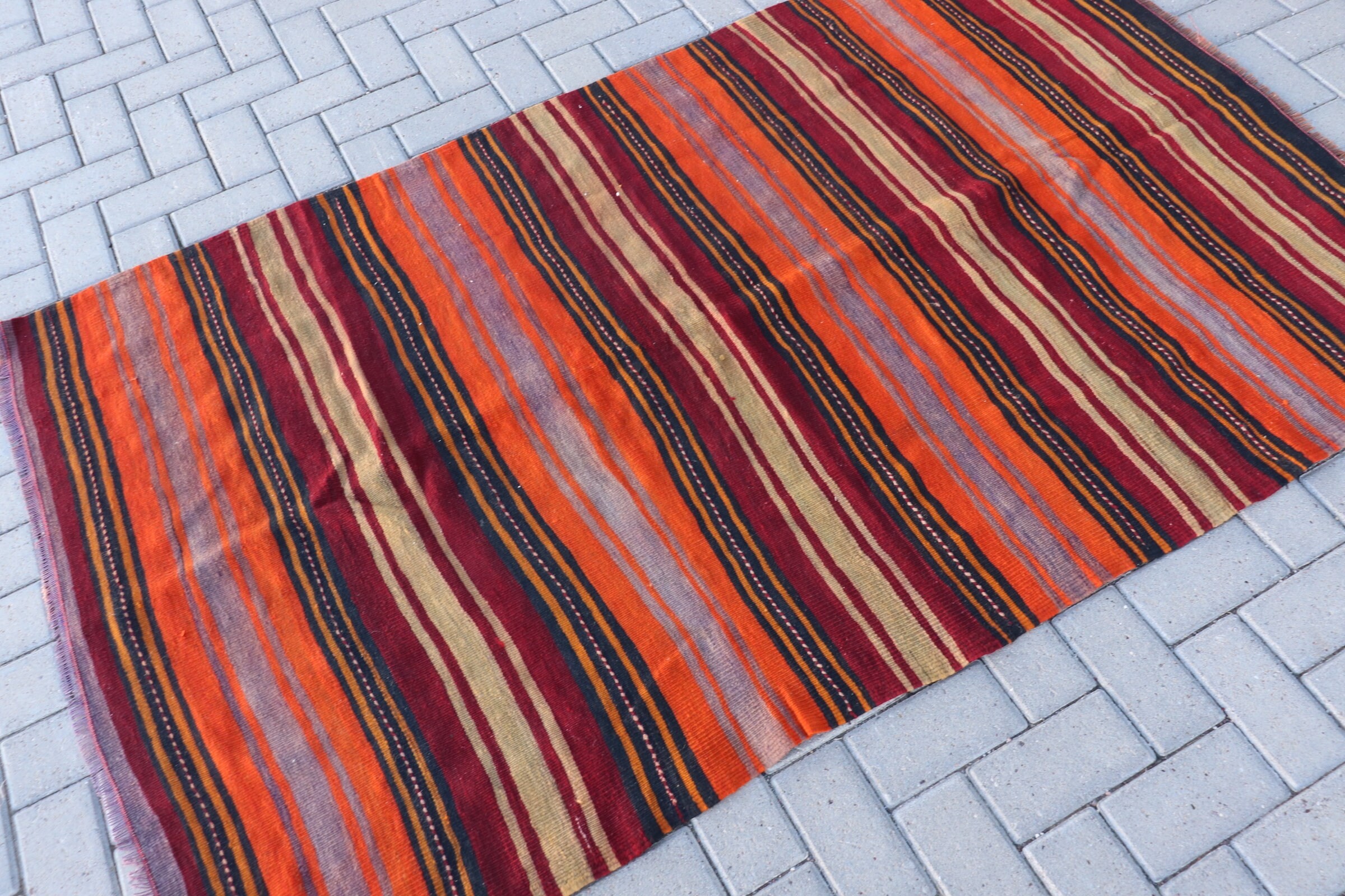 Living Room Rug, Retro Rugs, Anatolian Rugs, Vintage Rug, Kilim, Red Cool Rug, Kitchen Rugs, Bedroom Rug, Turkish Rug, 3.9x6.6 ft Area Rug