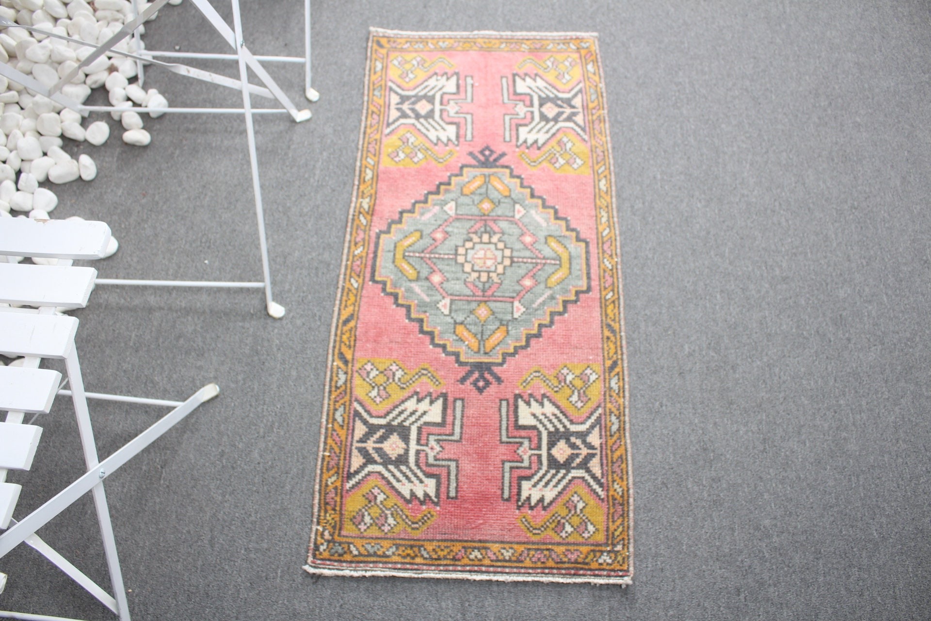 Kırmızı Oushak Halı, Fas Halısı, Türk Halıları, Duvara Asma Halılar, Banyo Halısı, Kapı Paspası Halısı, Yün Halı, 1.5x3.6 ft Küçük Halı, Vintage Halı