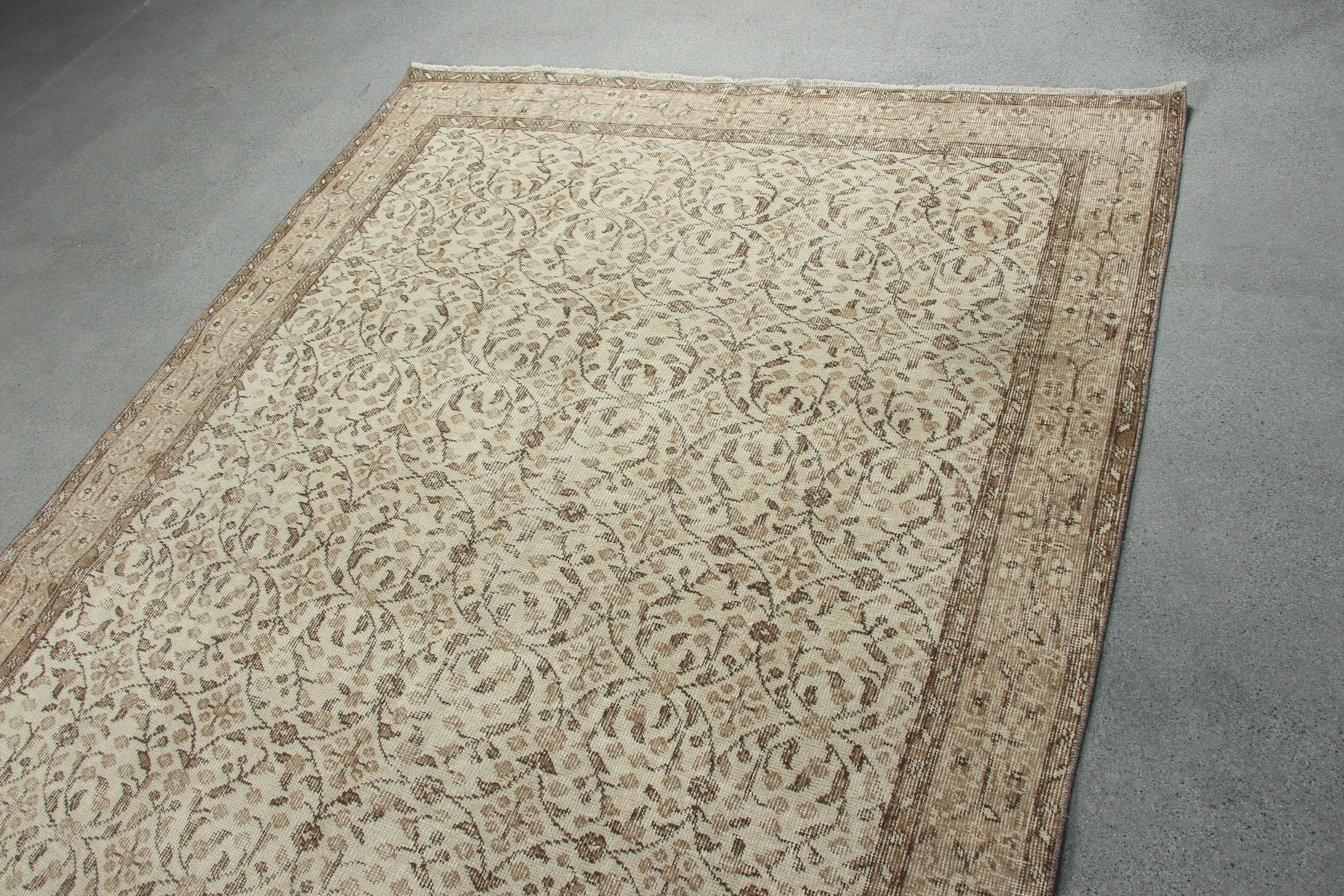 5.5x9.4 ft Large Rug, Vintage Rug, Turkish Rug, Salon Rugs, Oushak Rug, Bedroom Rug, Floor Rugs, Rugs for Bedroom, Beige Moroccan Rug