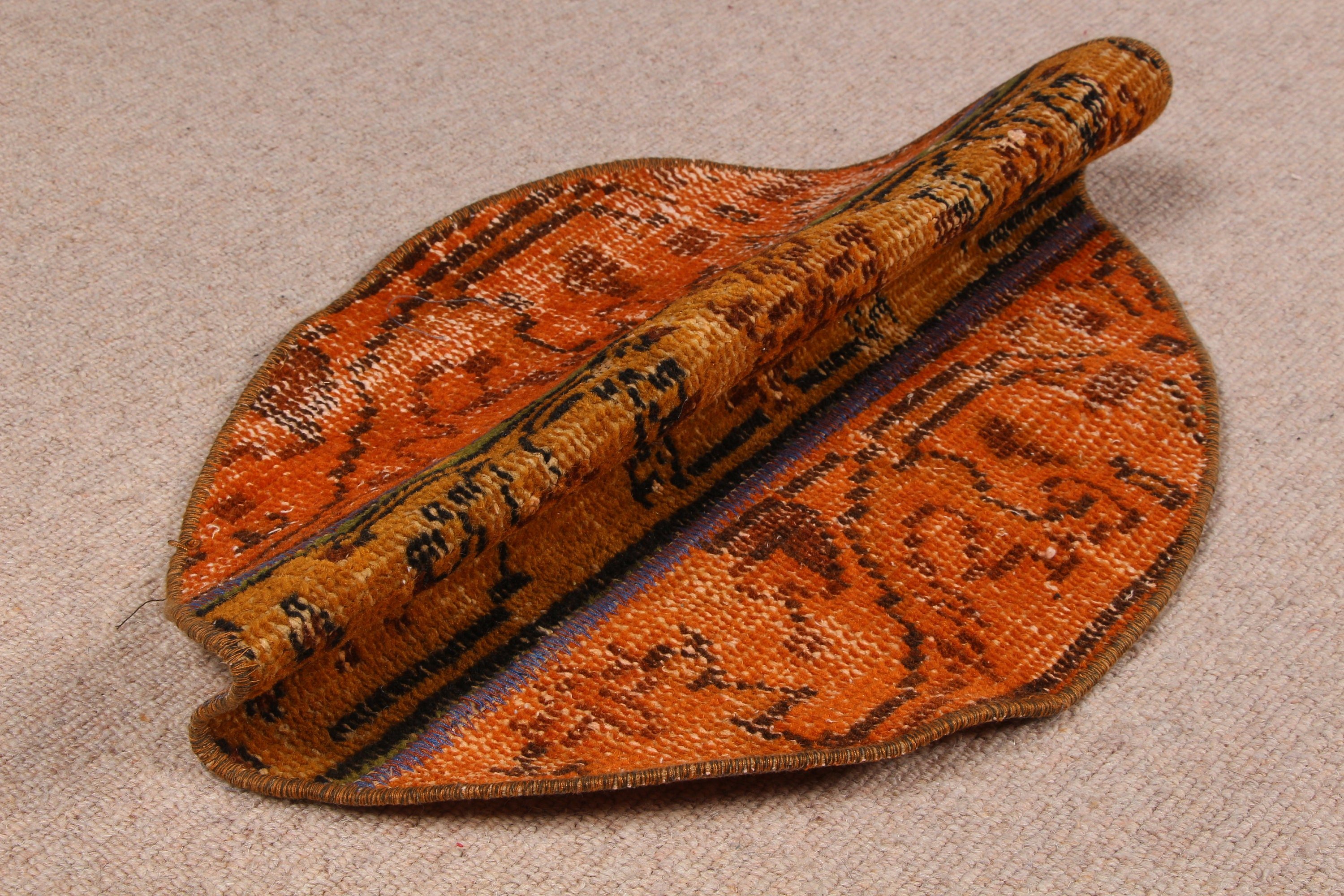 Kitchen Rug, Orange  1.7x1.7 ft Small Rugs, Custom Rugs, Bath Rugs, Anatolian Rugs, Vintage Rug, Rugs for Bedroom, Turkish Rug