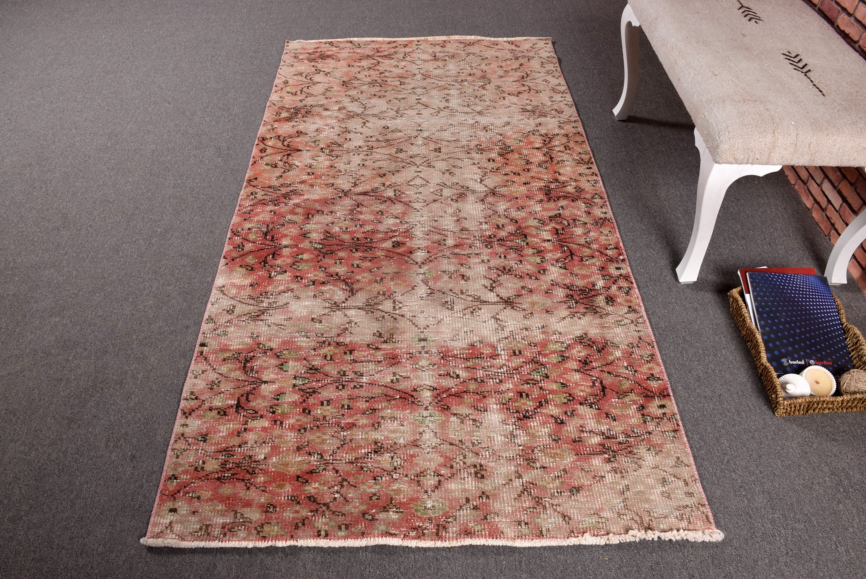 Kitchen Rug, Vintage Rug, Neutral Rug, Turkish Rug, Living Room Rugs, Modern Rug, Oriental Rugs, 3.6x7 ft Area Rugs, Red Oriental Rugs