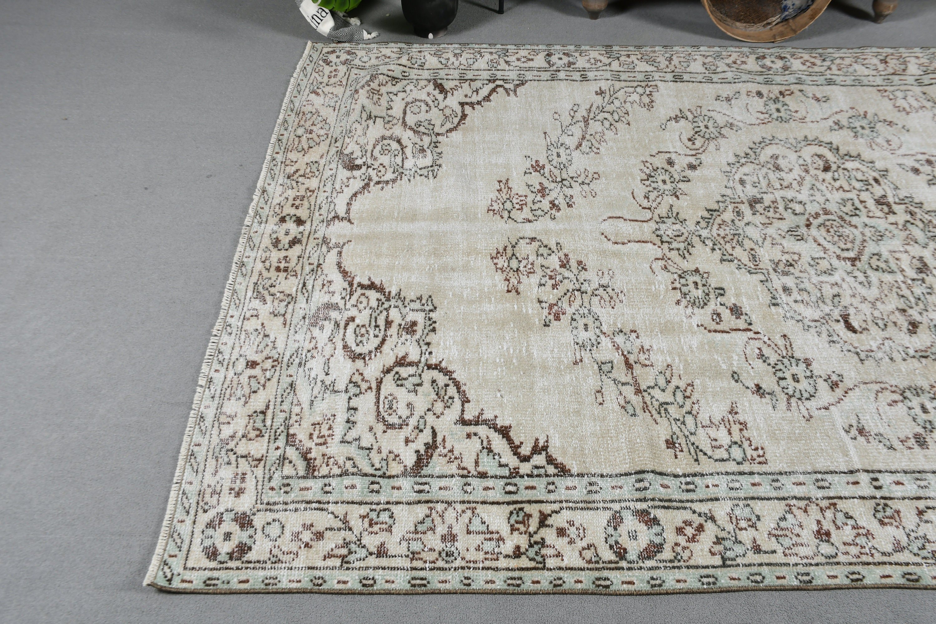 5.9x9.1 ft Büyük Halı, Yatak Odası Halısı, Türk Halıları, Yeşil Anadolu Halıları, El Yapımı Halı, Vintage Halı, Mutfak Halıları, Oturma Odası Halısı, Oushak Halısı