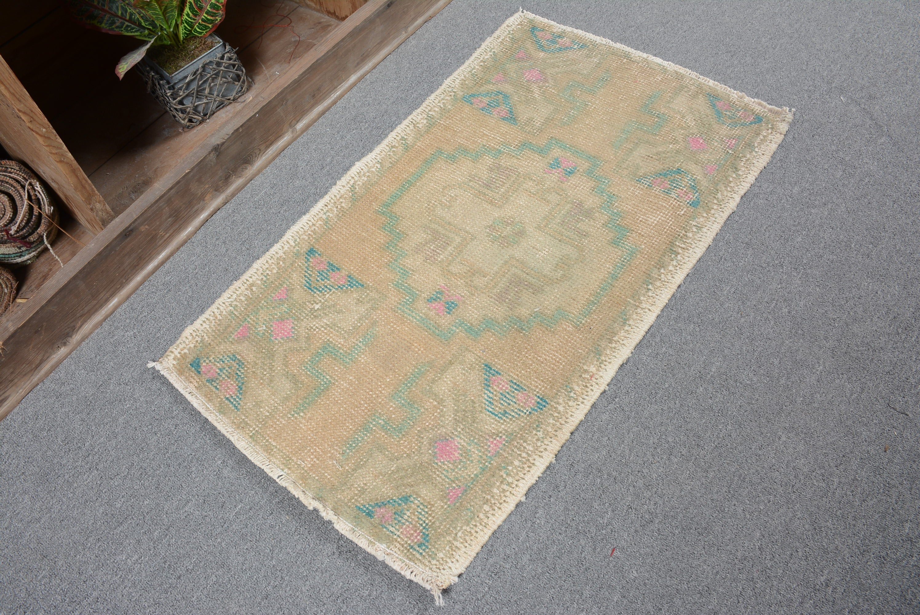 Wall Hanging Rug, Vintage Rugs, 1.6x2.8 ft Small Rug, Dorm Rug, Home Decor Rug, Green Antique Rug, Bath Rug, Turkish Rugs