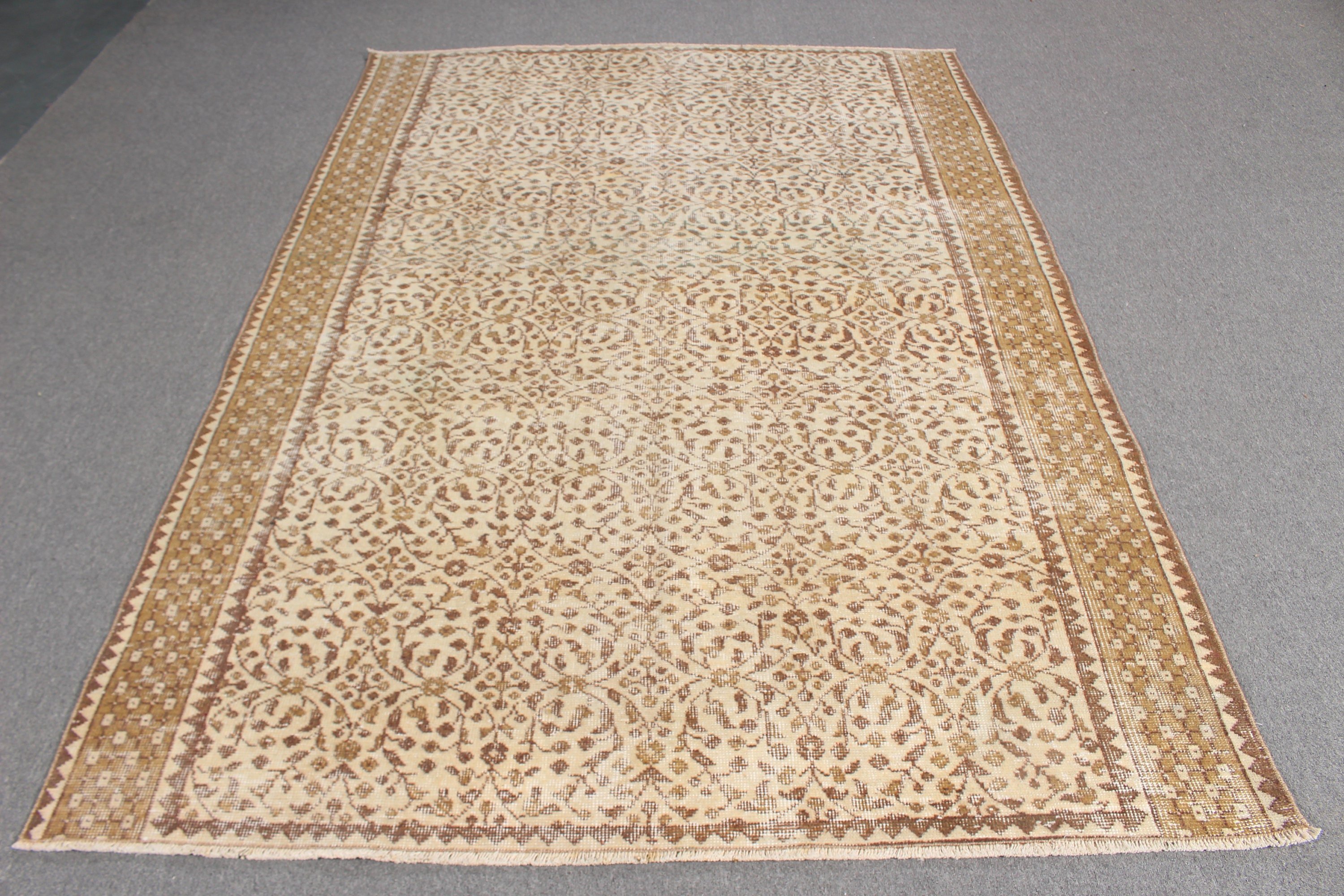 Bej Antika Halı, Yatak Odası Halıları, Türk Halısı, Vintage Halı, Ev Dekorasyonu Halısı, Salon Halısı, Aztek Halısı, 5.3x7.9 ft Büyük Halılar, Açıklama Halısı