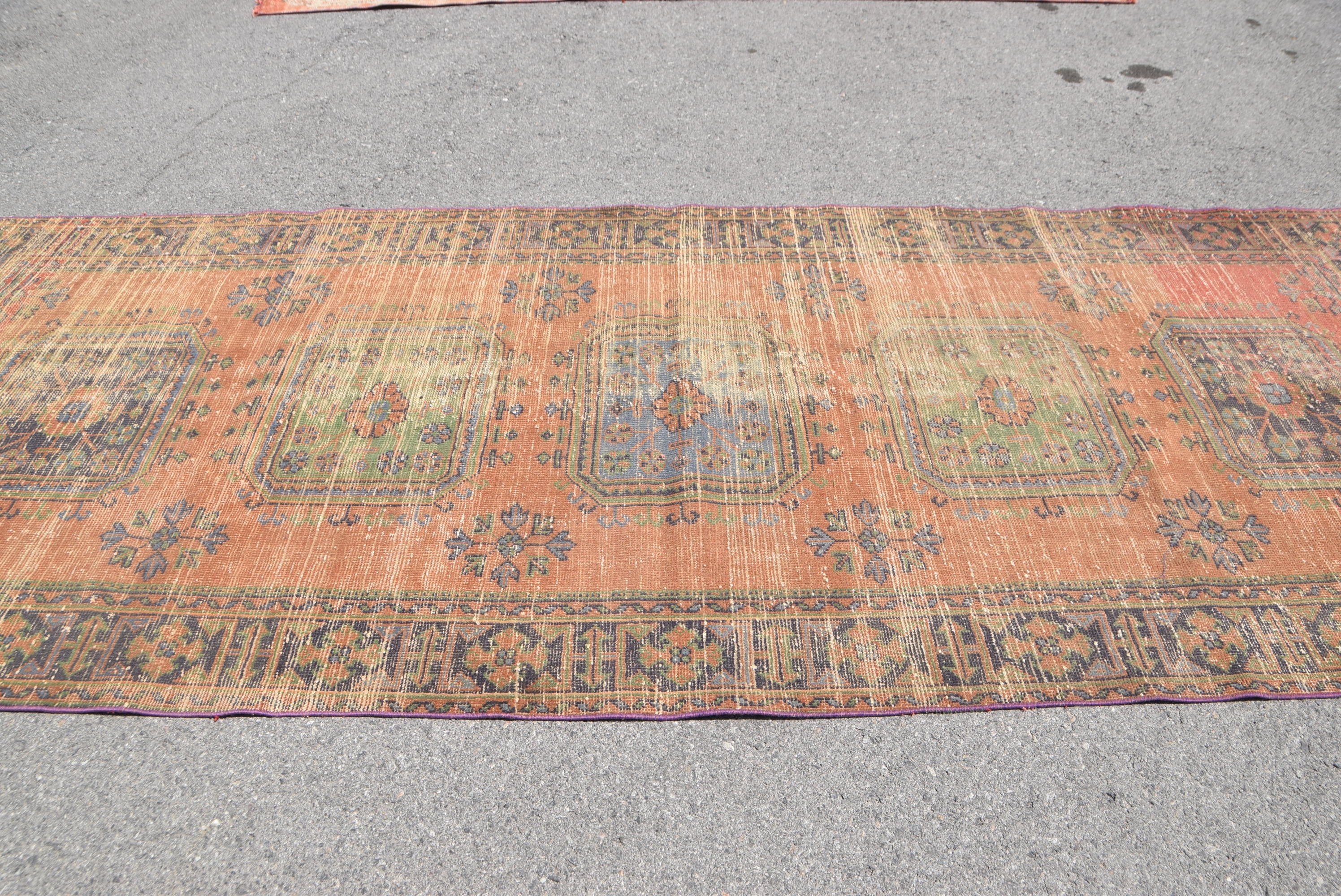 Corridor Rug, 4.6x11.5 ft Runner Rugs, Authentic Rug, Vintage Rugs, Oushak Rug, Orange Home Decor Rugs, Turkish Rug, Hallway Rug, Wool Rug