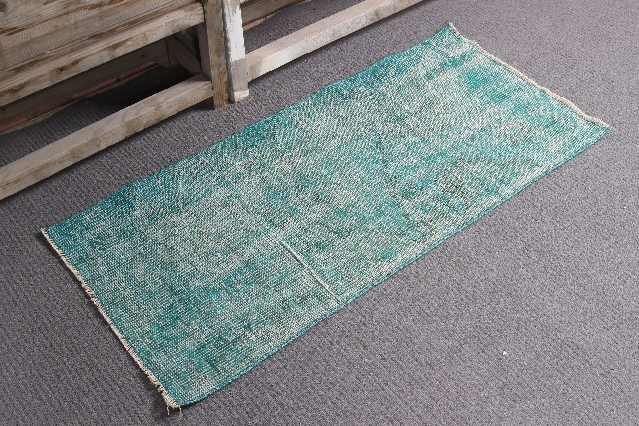Turkish Rugs, Rugs for Entry, Vintage Rug, Antique Rug, Kitchen Rug, Green  1.8x3.8 ft Small Rug, Entry Rug, Wool Rug