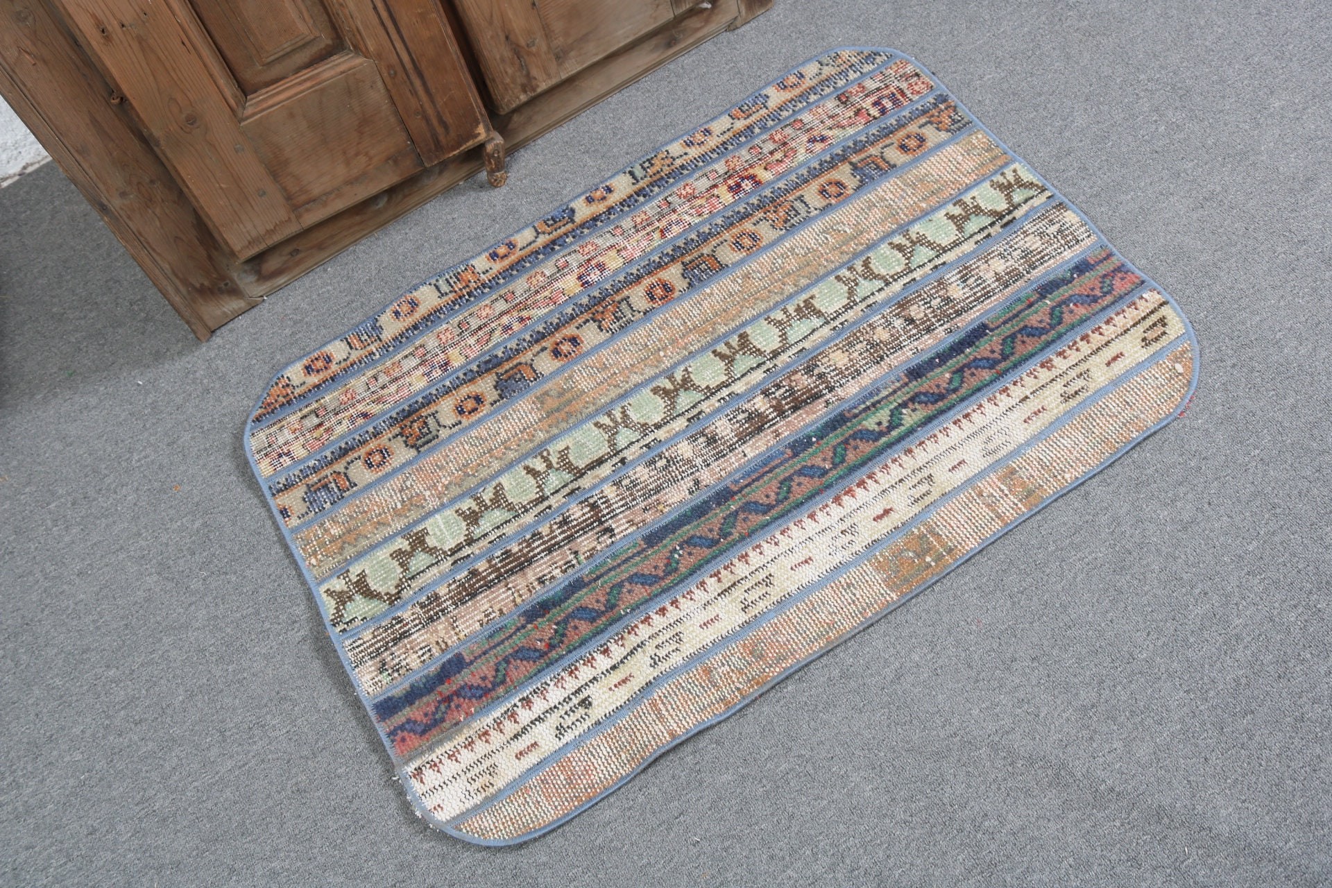 Türk Halıları, Düz Dokuma Halı, Giriş Halısı, Yeşil Zemin Halıları, Boho Halıları, Dış Mekan Halıları, Vintage Halılar, 2,2x3,1 ft Küçük Halı, Araba Paspas Halıları