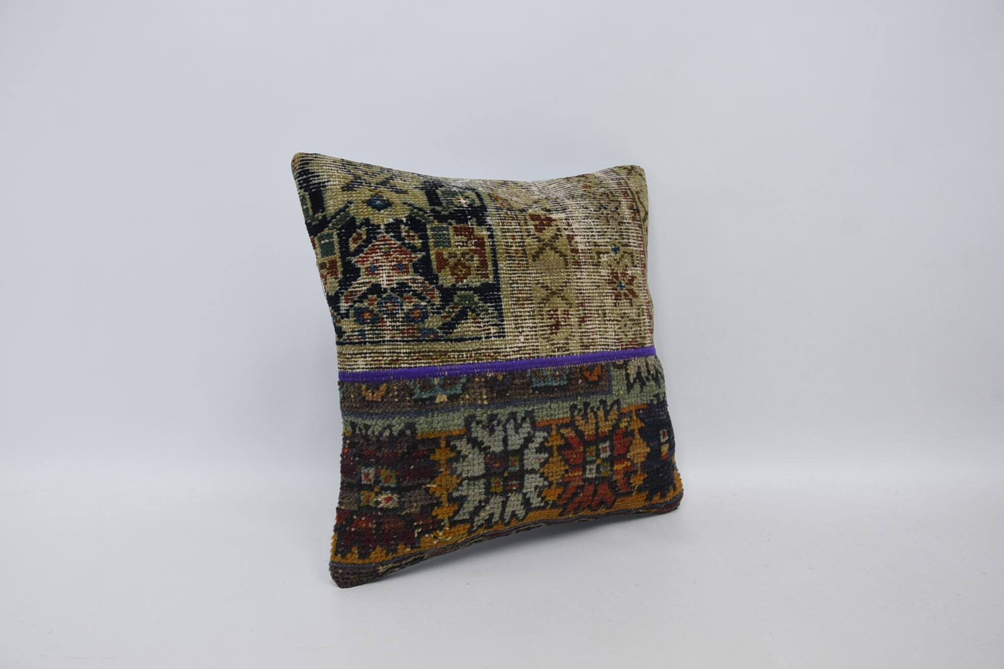 Ev Dekor Yastık, Kilim Yastık, Kanepe Yastık, Accent Kırlent Kılıfı, 16"x16" Bej Yastık Kılıfı, Accent Kırlent