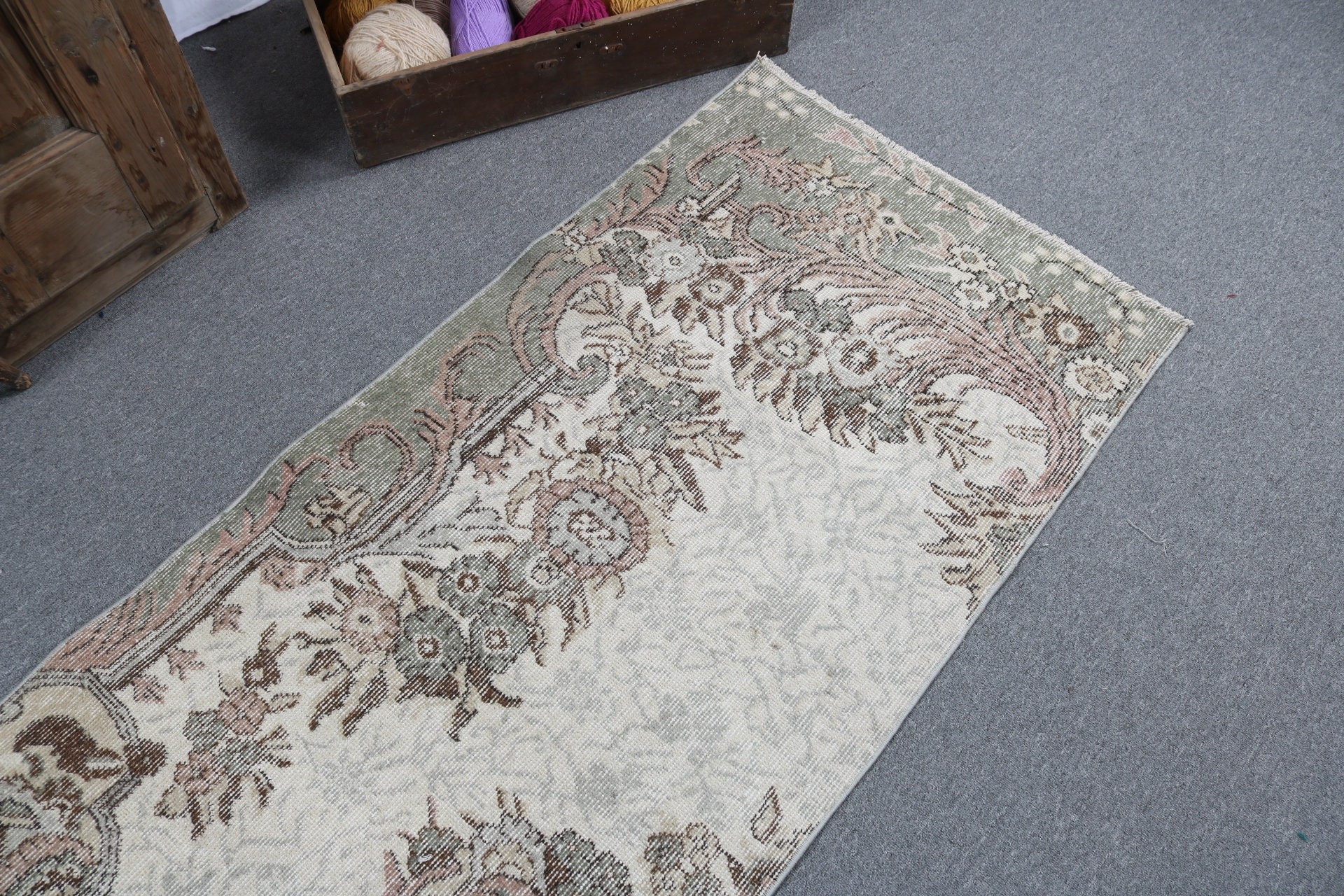 Boho Halıları, 2.7x7.1 ft Runner Halıları, Bej Modern Halı, Vintage Halı, Yer Halıları, Oushak Halısı, Beni Ourain Runner Halısı, Türk Halıları, Koridor Halısı