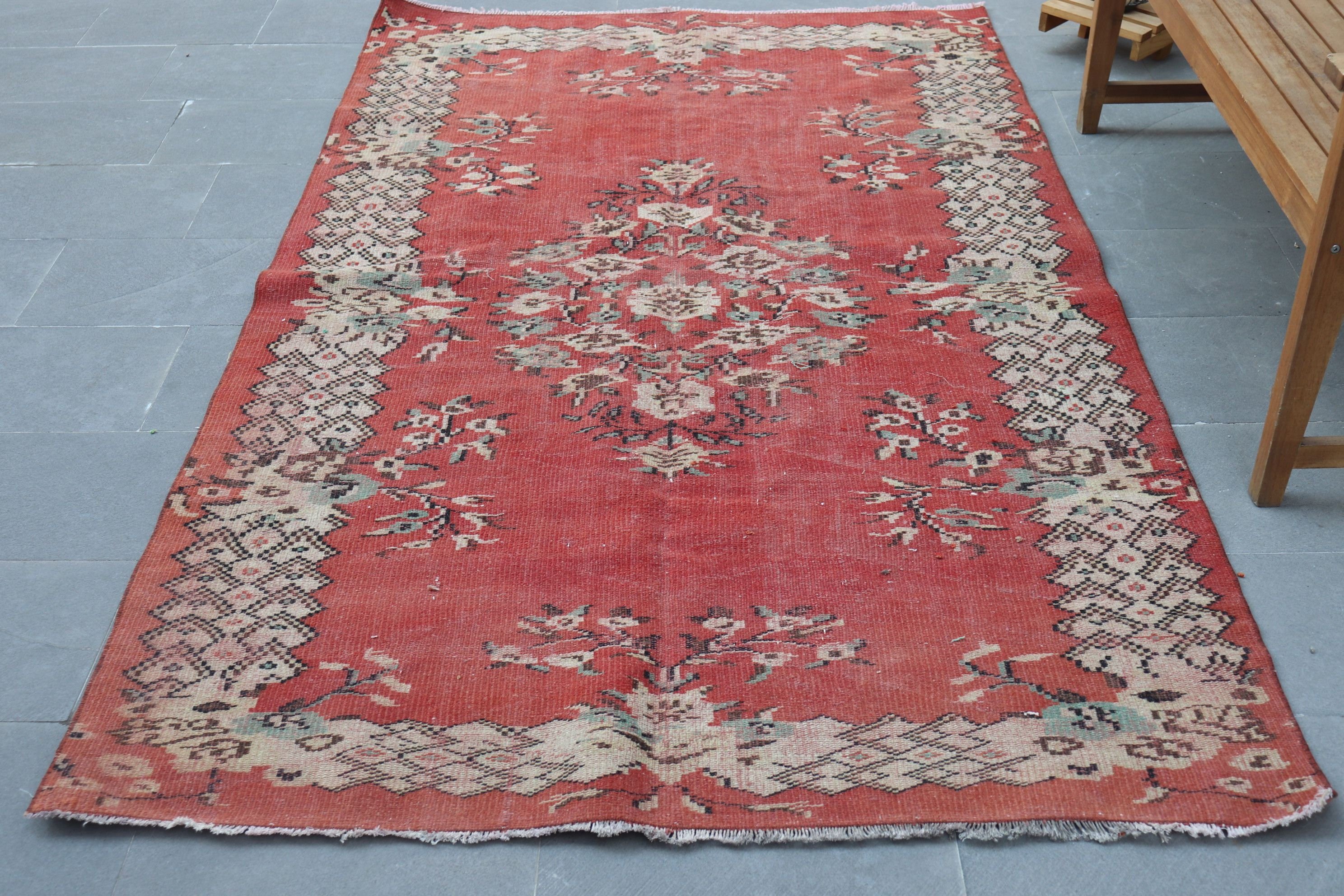 Antique Rugs, Floor Rugs, Rugs for Area, 4.7x7.9 ft Area Rugs, Red Anatolian Rugs, Turkish Rug, Vintage Rugs, Dining Room Rugs, Retro Rug