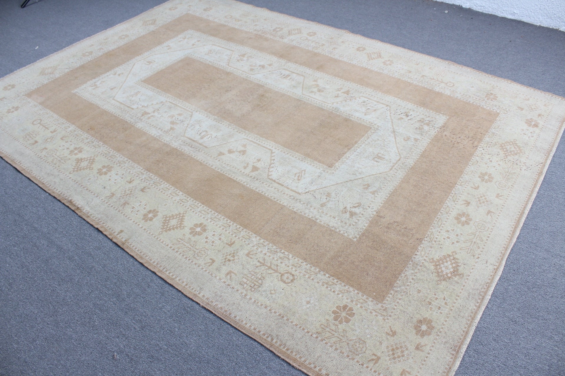 Floor Rug, Dining Room Rugs, Rugs for Dining Room, Beige Bedroom Rug, 6.6x9 ft Large Rug, Oushak Rugs, Vintage Rug, Turkish Rug, Turkey Rug