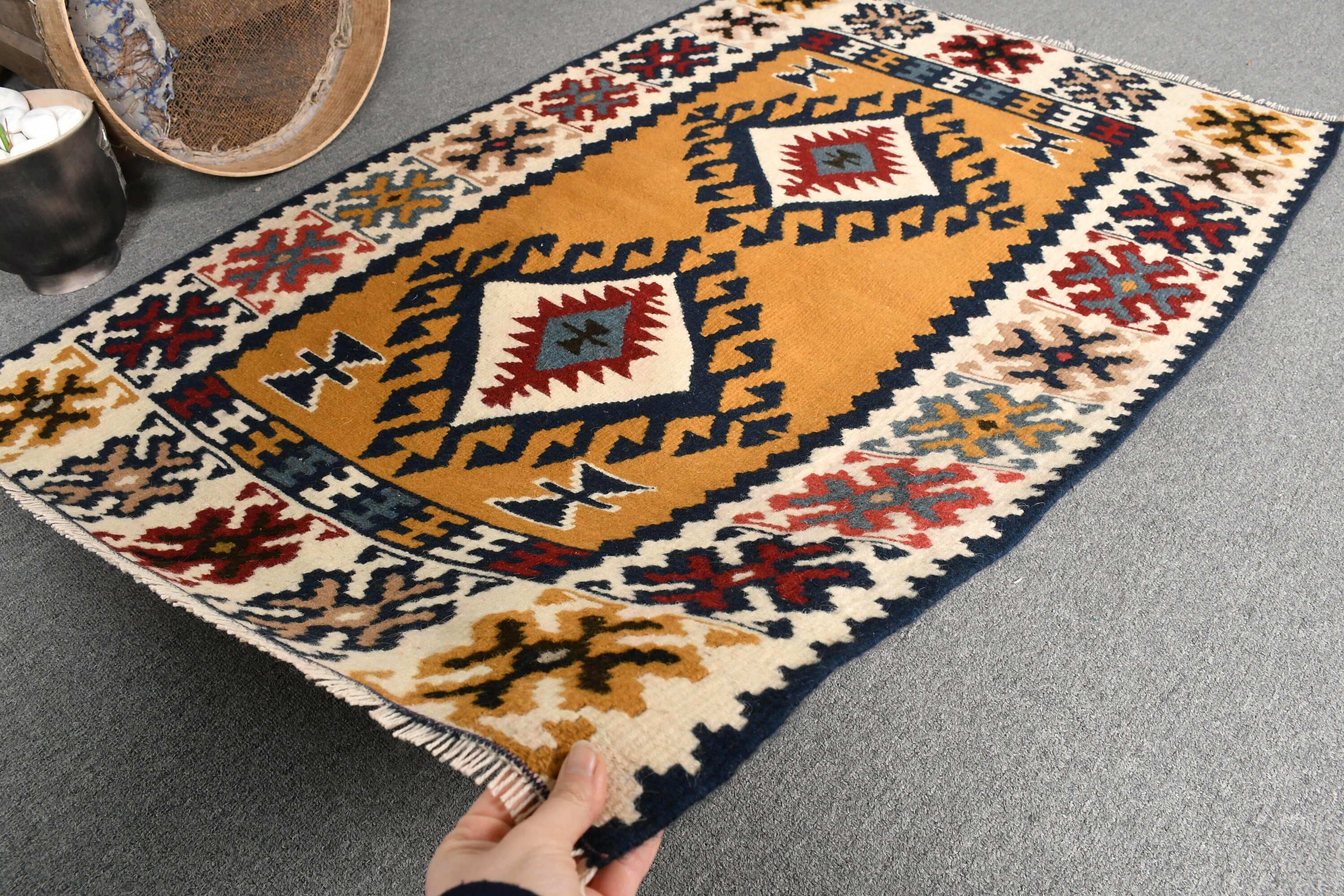 Duvara Asılan Halılar, Beyaz Yatak Odası Halısı, Türk Halıları, Soğuk Halı, Vintage Halı, 3.1x4.5 ft Küçük Halılar, Kapı Paspası Halısı, Kilim