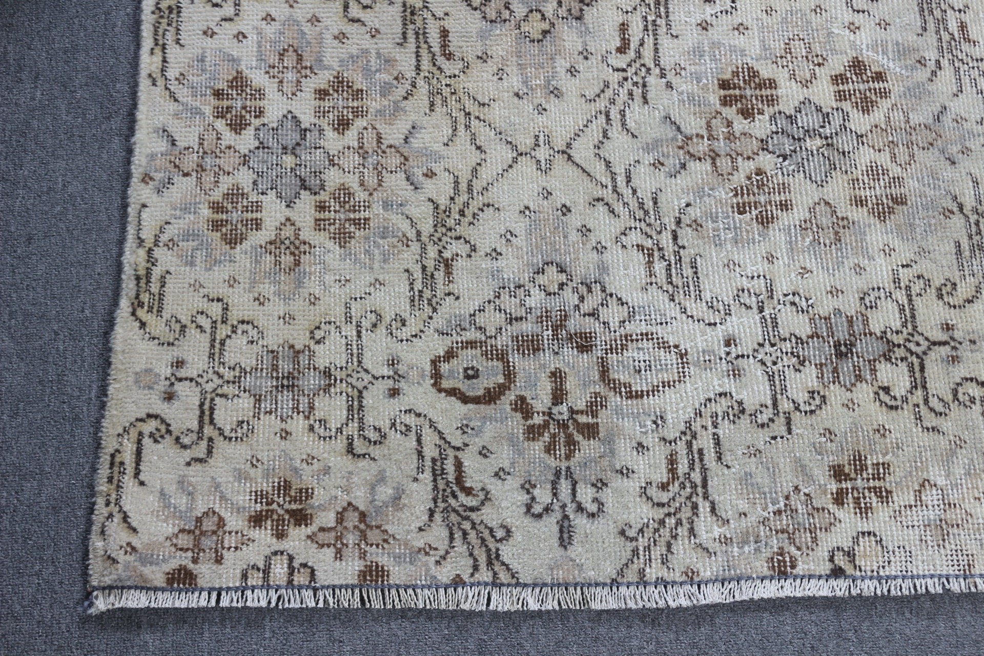 3.8x6.7 ft Area Rug, Cool Rug, Nursery Rugs, Beige Wool Rug, Pale Rug, Bedroom Rugs, Vintage Rug, Floor Rugs, Turkish Rug, Rugs for Bedroom