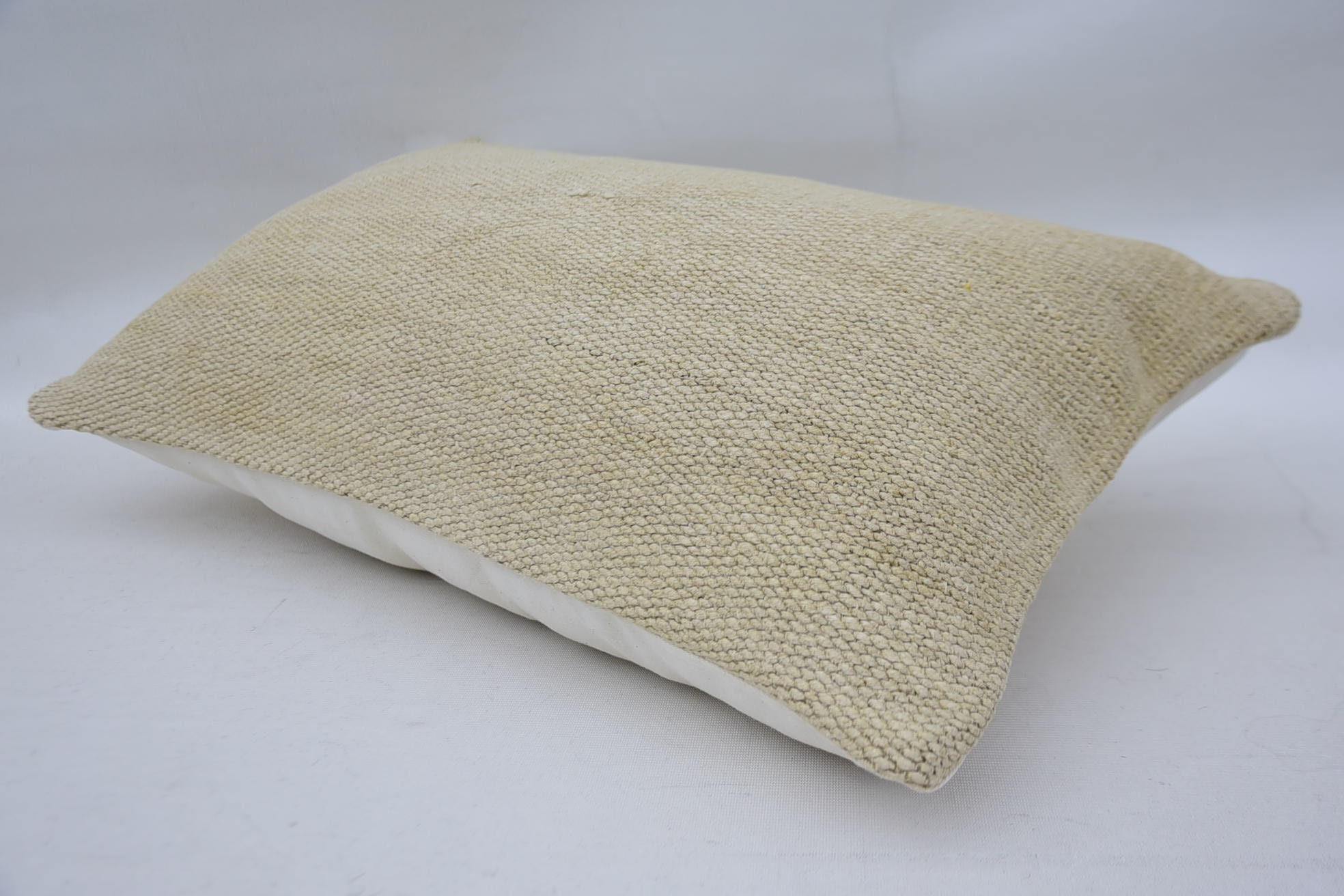 Handmade Kilim Cushion, Ethnic Pillow Cover Pillow, Vintage Kilim Pillow, 12"x20" Beige Pillow Sham, Turkish Kilim Pillow