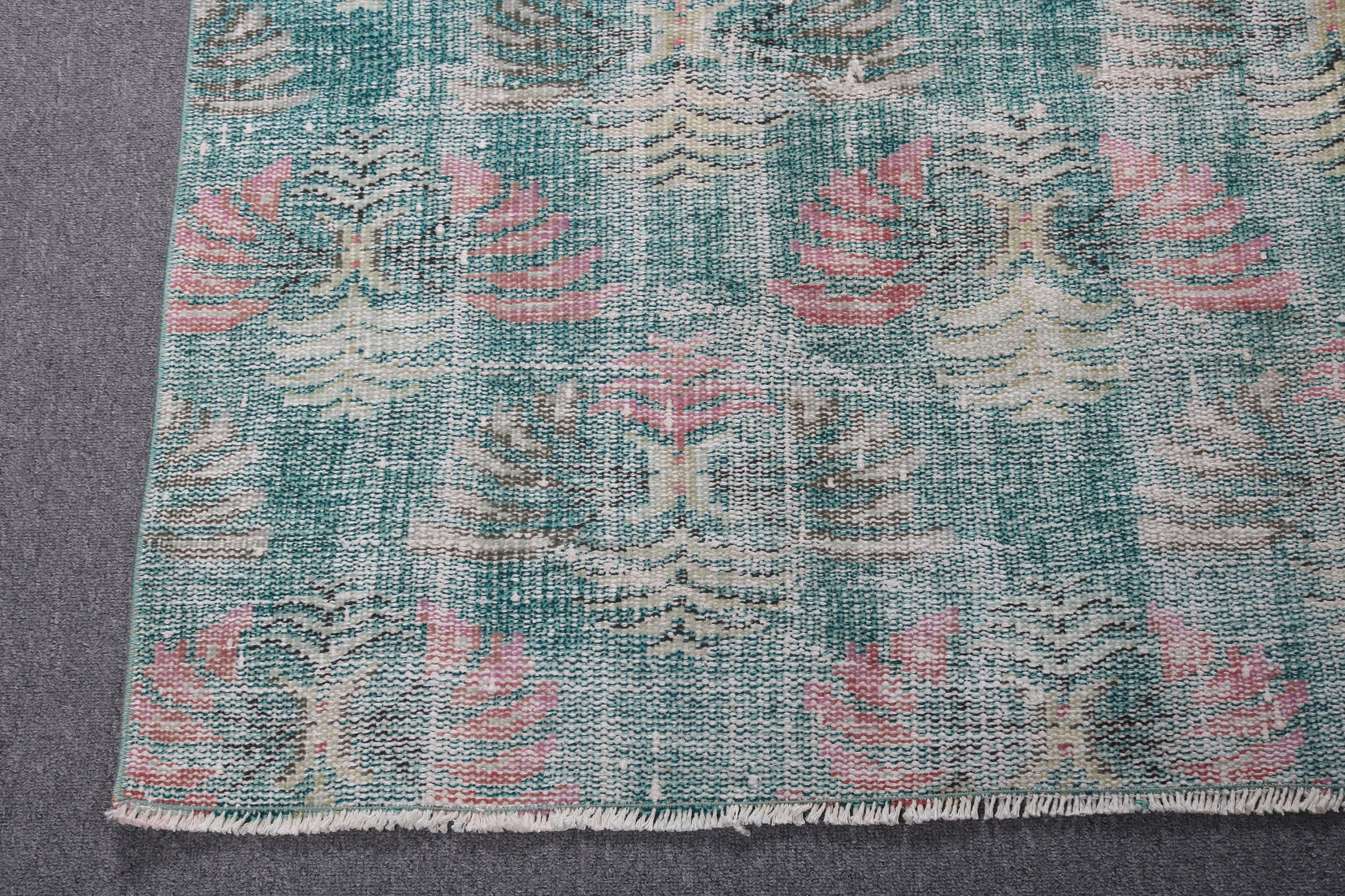 Yeşil Yün Halılar, Yatak Odası Halısı, Yün Halı, 5,6x8,3 ft Büyük Halı, Türk Halısı, Büyük Boho Halıları, Organik Halı, Vintage Halı, Büyük Oushak Halısı